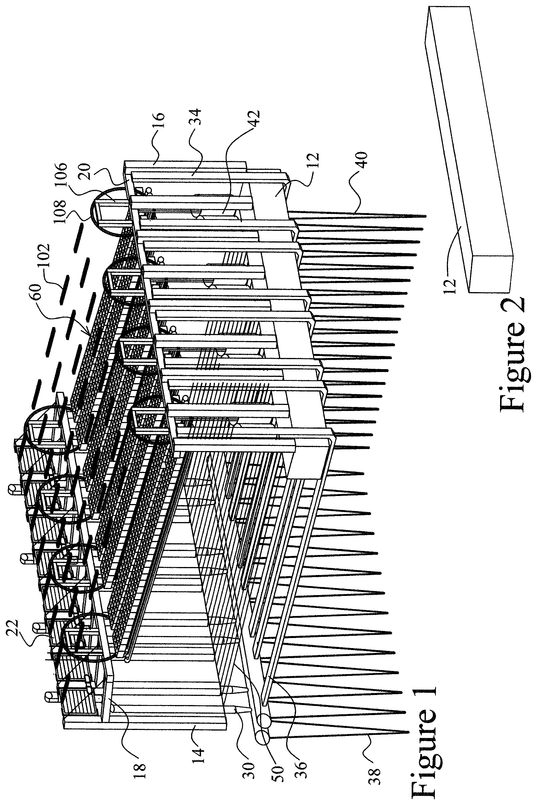 Patent US12396414 — Aquaponic greenhouse with suspended hydroponic planter and irrigation system geothermal heat exchange system and hydronic radiant flooring system — Figure 1