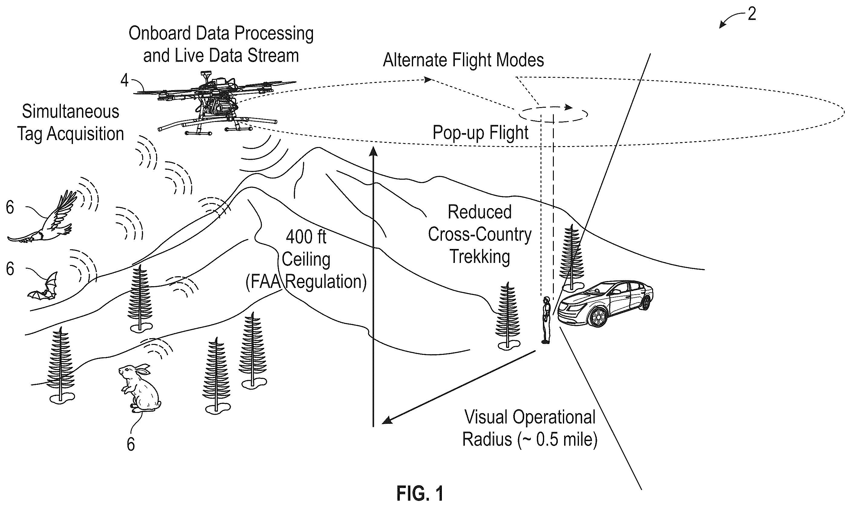 Patent US12396437 — Systems and methods for radio tag detection — Figure 1