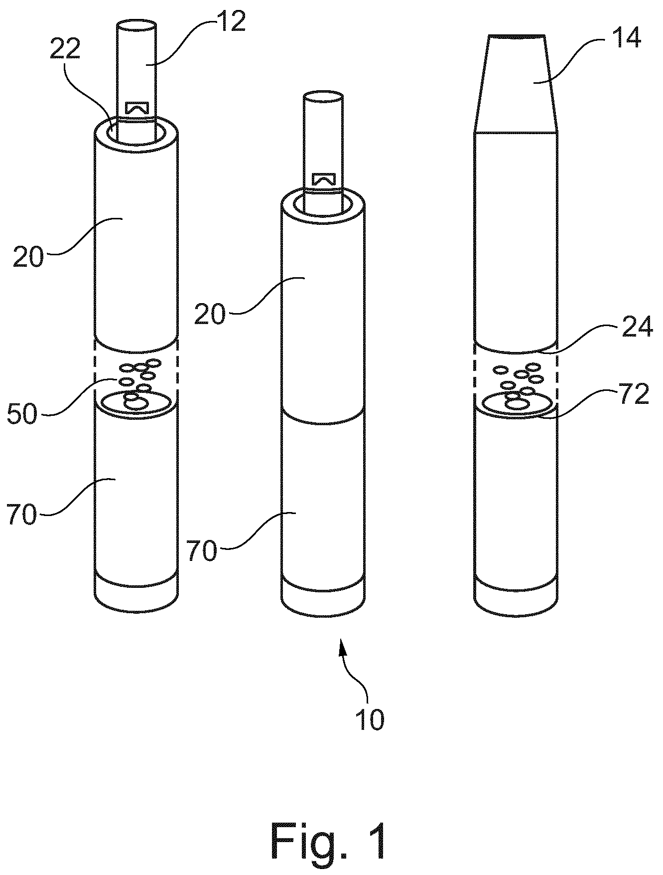 Patent US12396483 Figure 1 – Aerosol-generating device with sensorial media cartridge