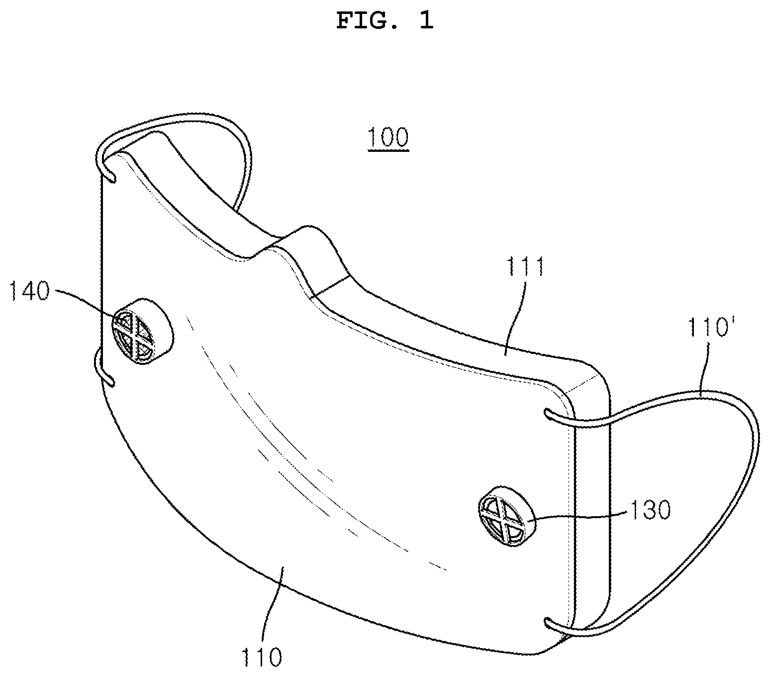 Patent US12396499 — Transparent mask equipped with oxygen supply means — Figure 1