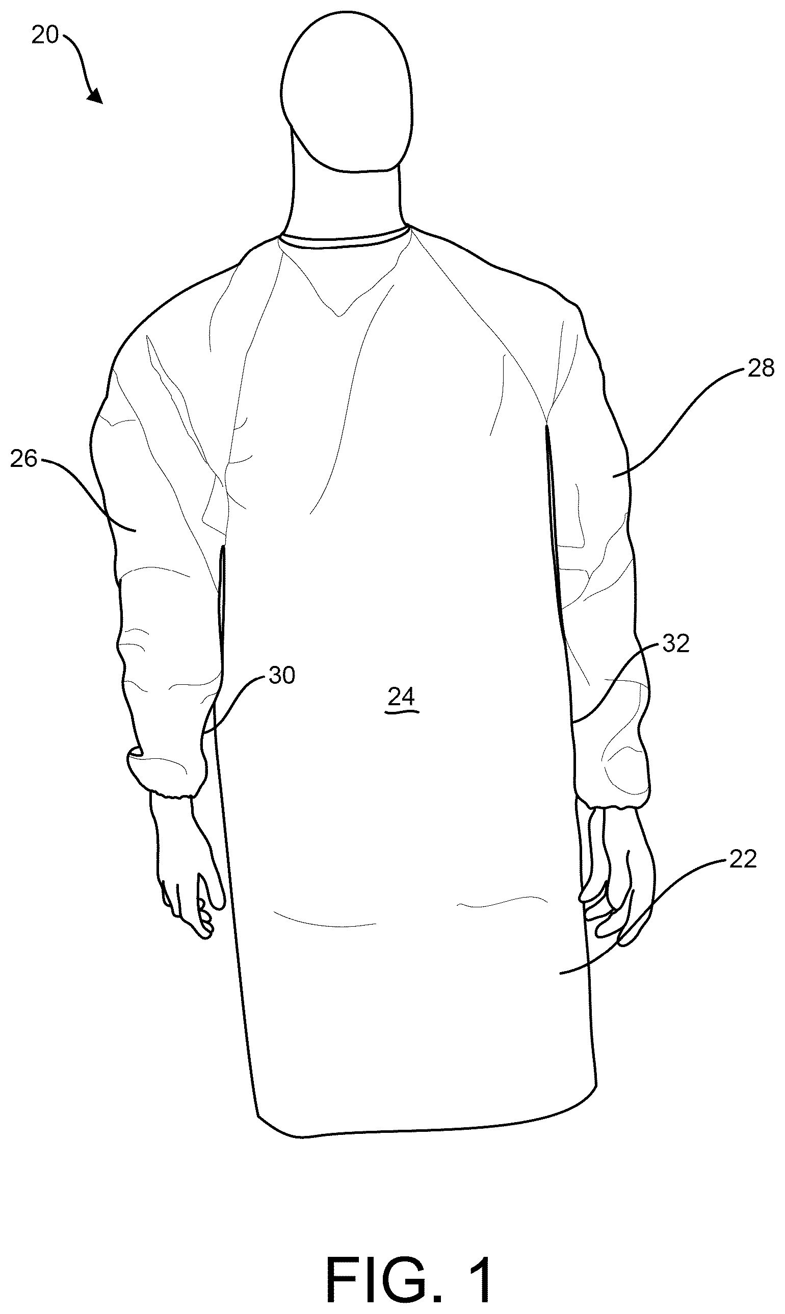 Patent US12396505 Figure 1 – Protective garment and seam tape used therewith