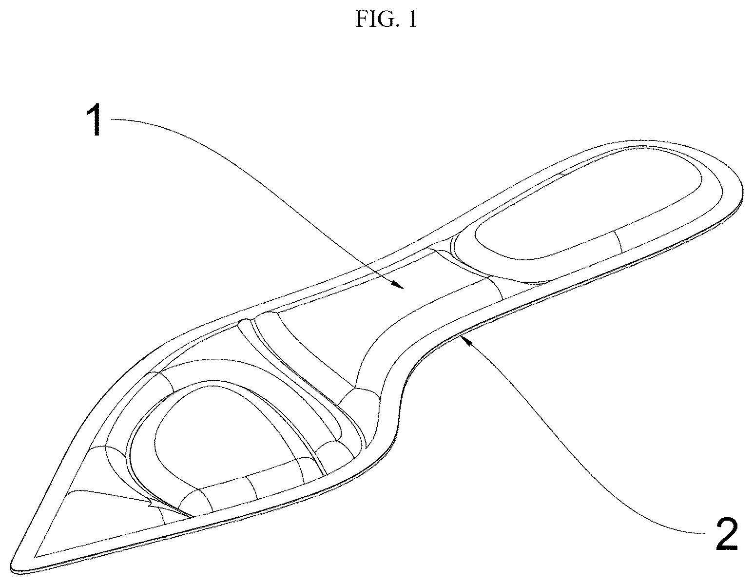 Patent US12396511 Figure 1 – Honeycomb silicone shock-absorbing integrally-formed insole
