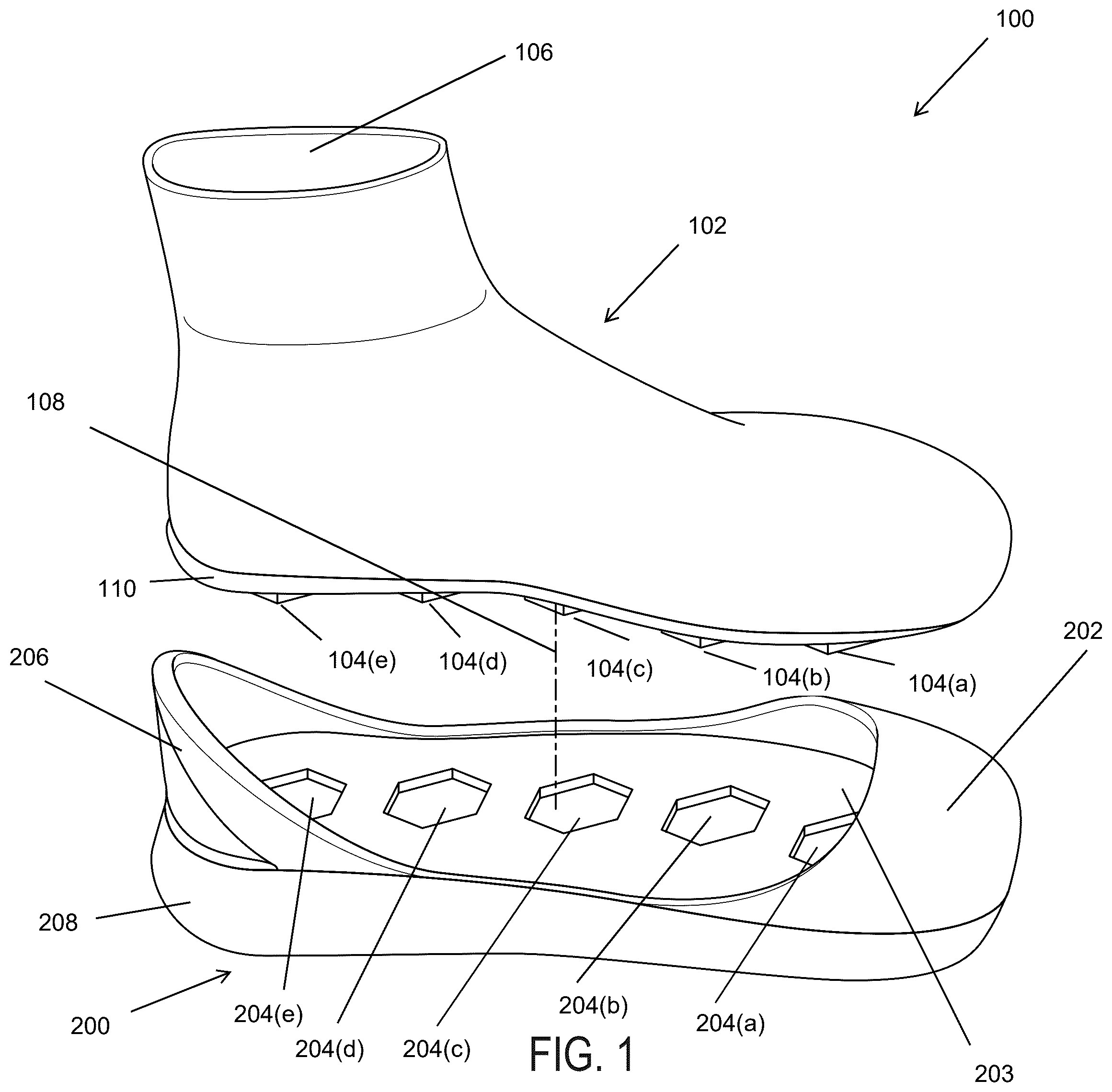 Patent US12396517 — Modular footwear and methods of use thereof — Figure 1