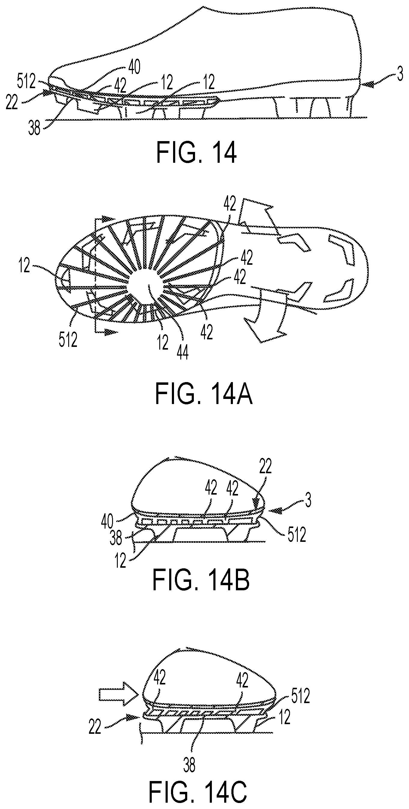 Patent US12396522 Figure 10 – Deflectable cleat system for footwear