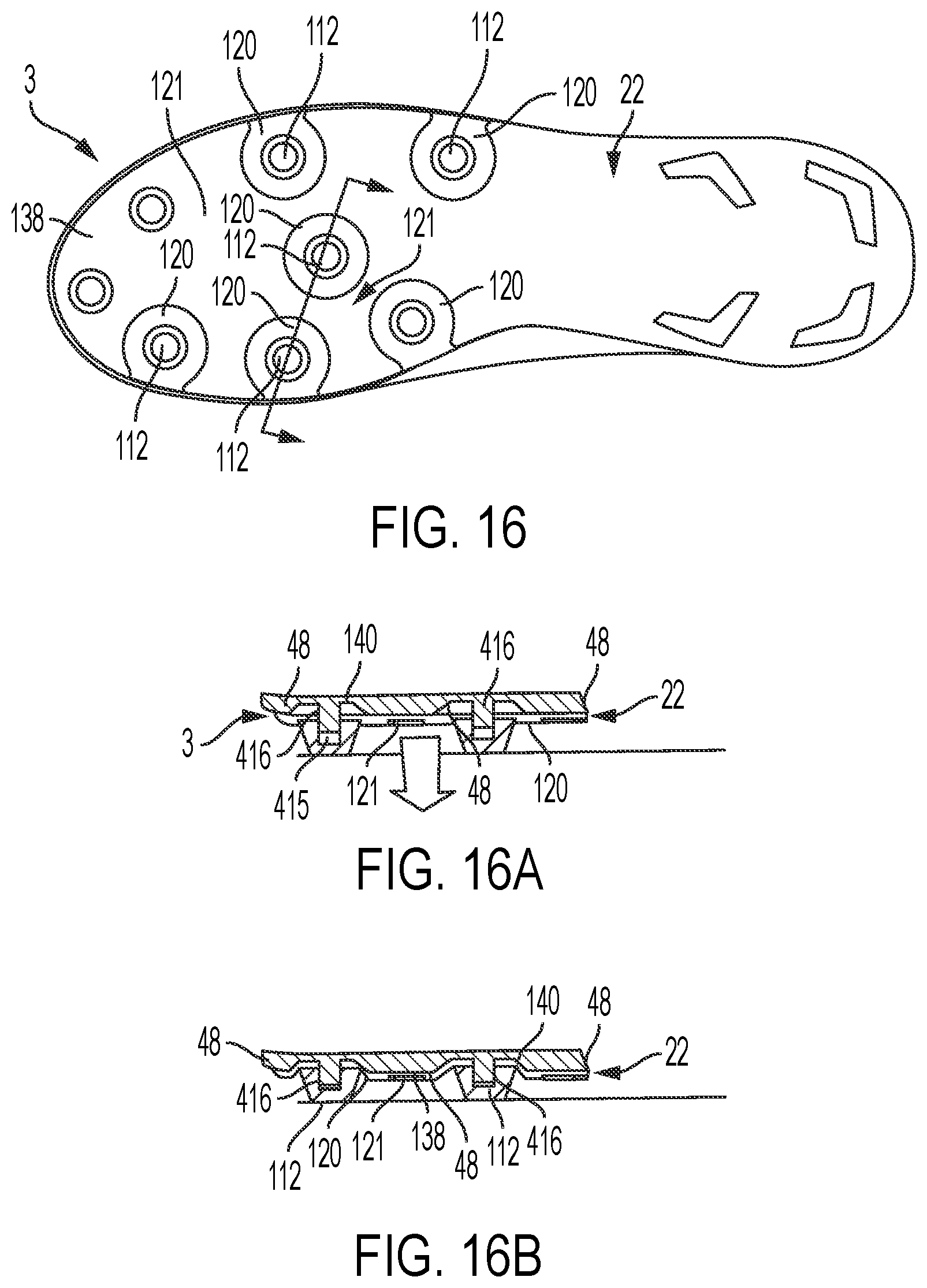 Patent US12396523 Figure 12 – Deflectable cleat system for footwear