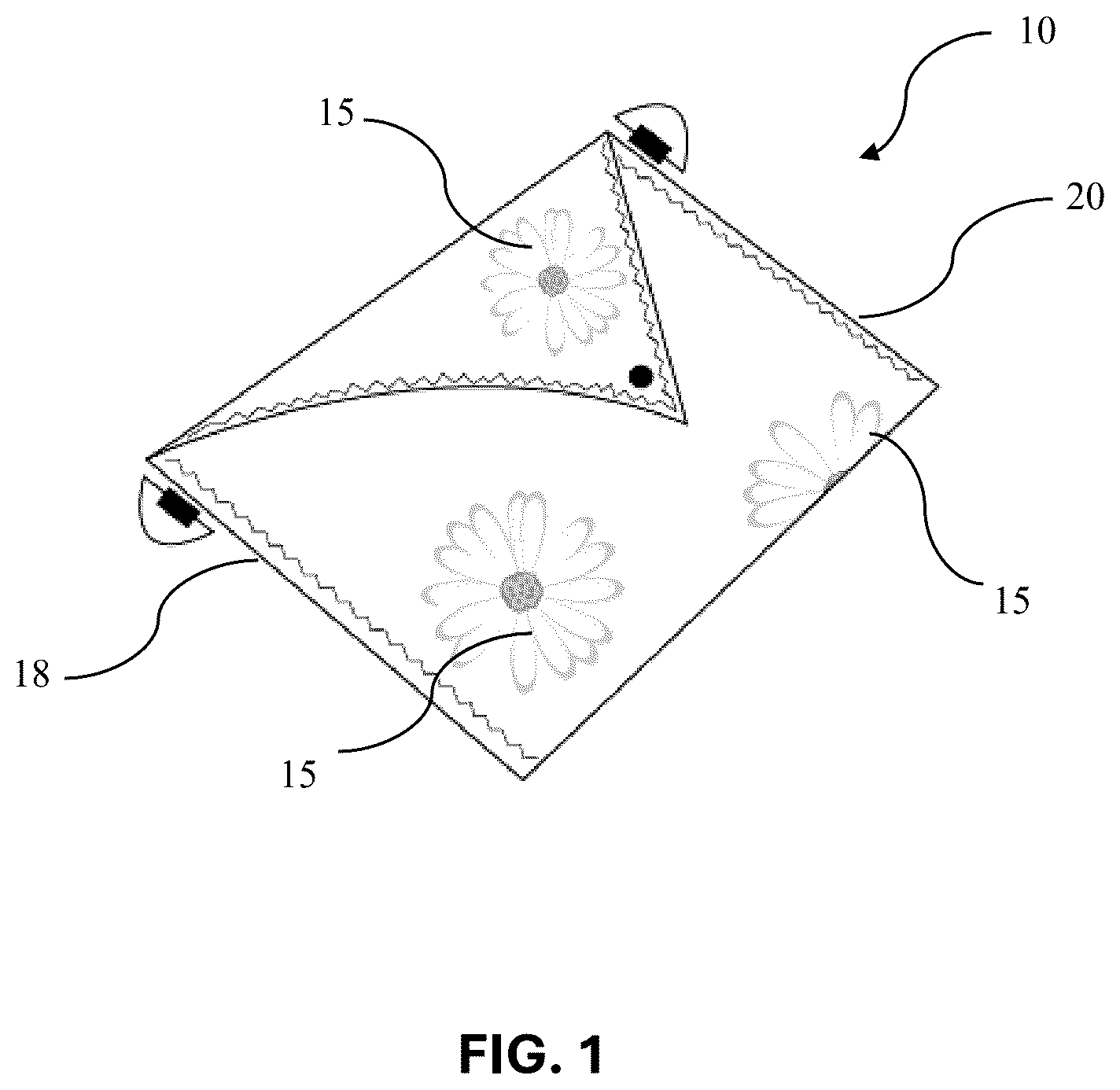 Patent US12396537 — Sealed textile articles containing pressed flowers and processes for making such articles — Figure 1