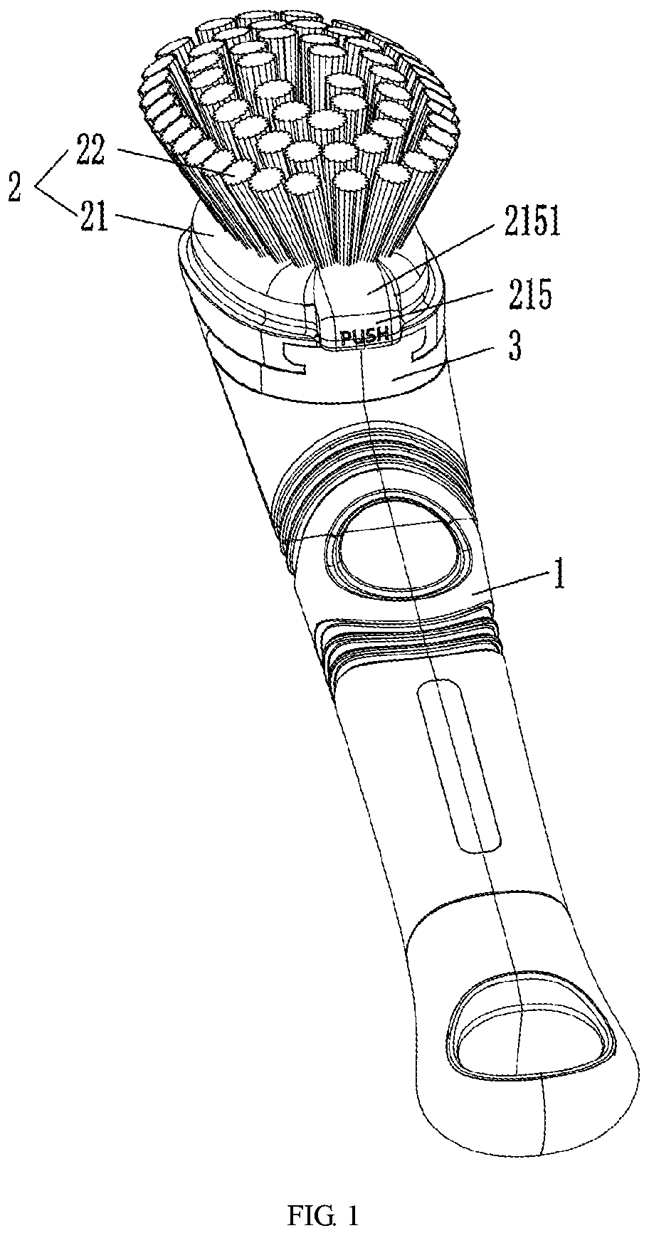 Patent US12396548 — Brush head mounting structure of liquid spraying brush — Figure 1