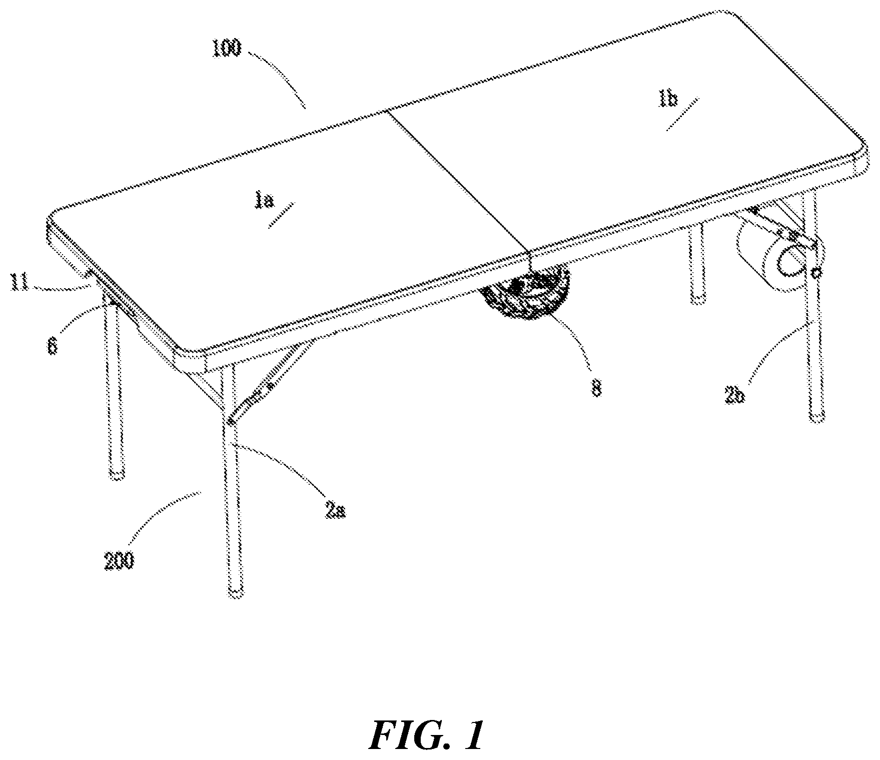Patent US12396550 — Expandable folding table with removable insert panel assembly — Figure 1