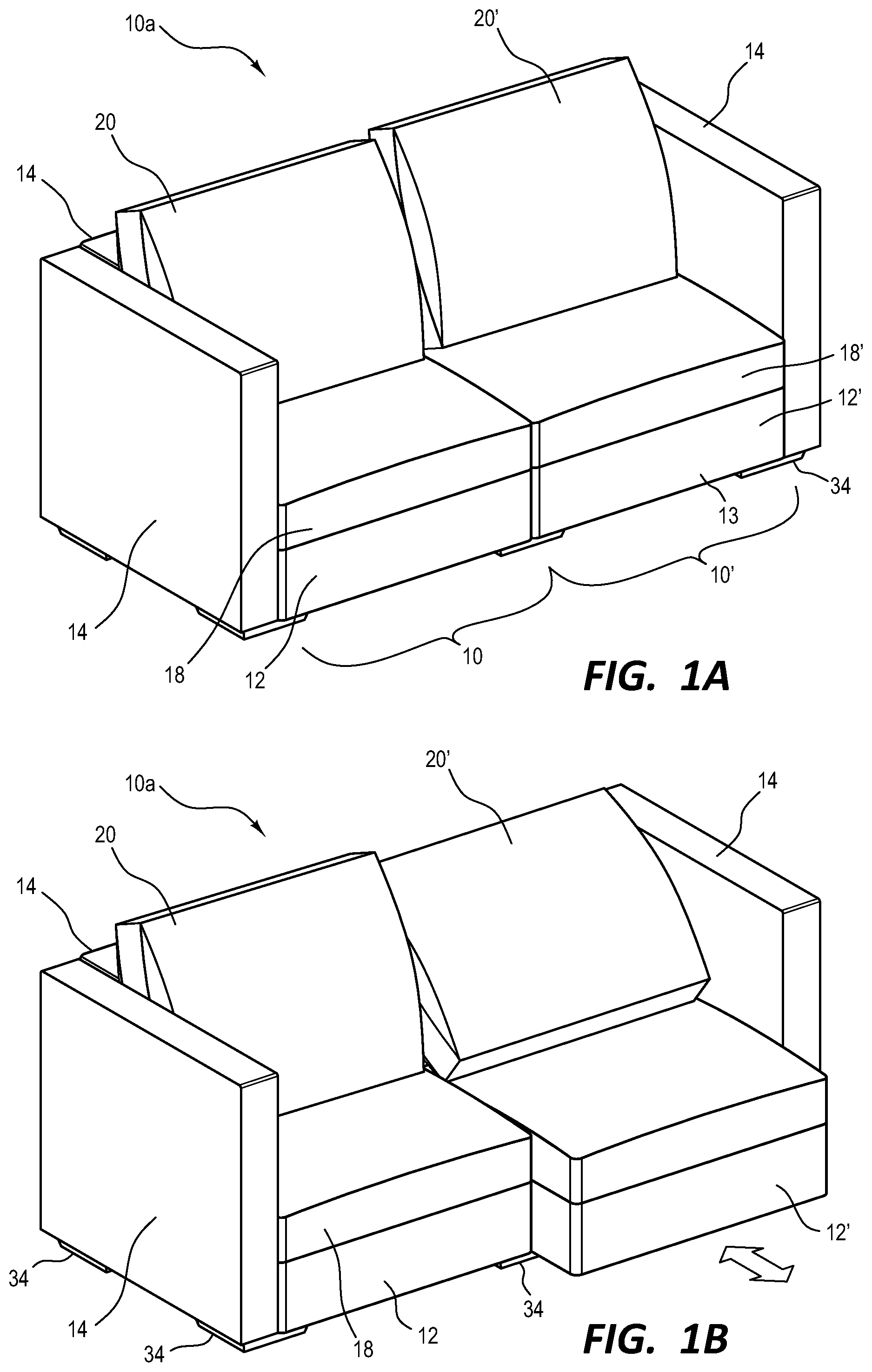 Patent US12396557 — Modular furniture and reclining assemblies — Figure 1