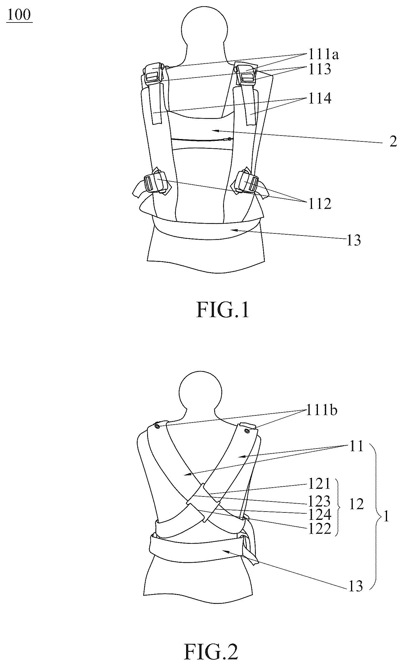Patent US12396572 — Baby carrying harness — Figure 1