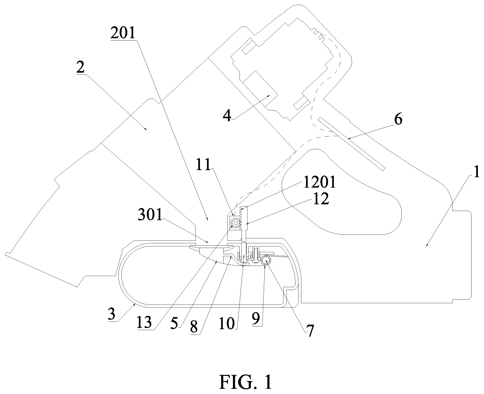 Patent US12396603 — Device structure for automatically opening and closing wastewater tank valve of cleaning machine — Figure 1