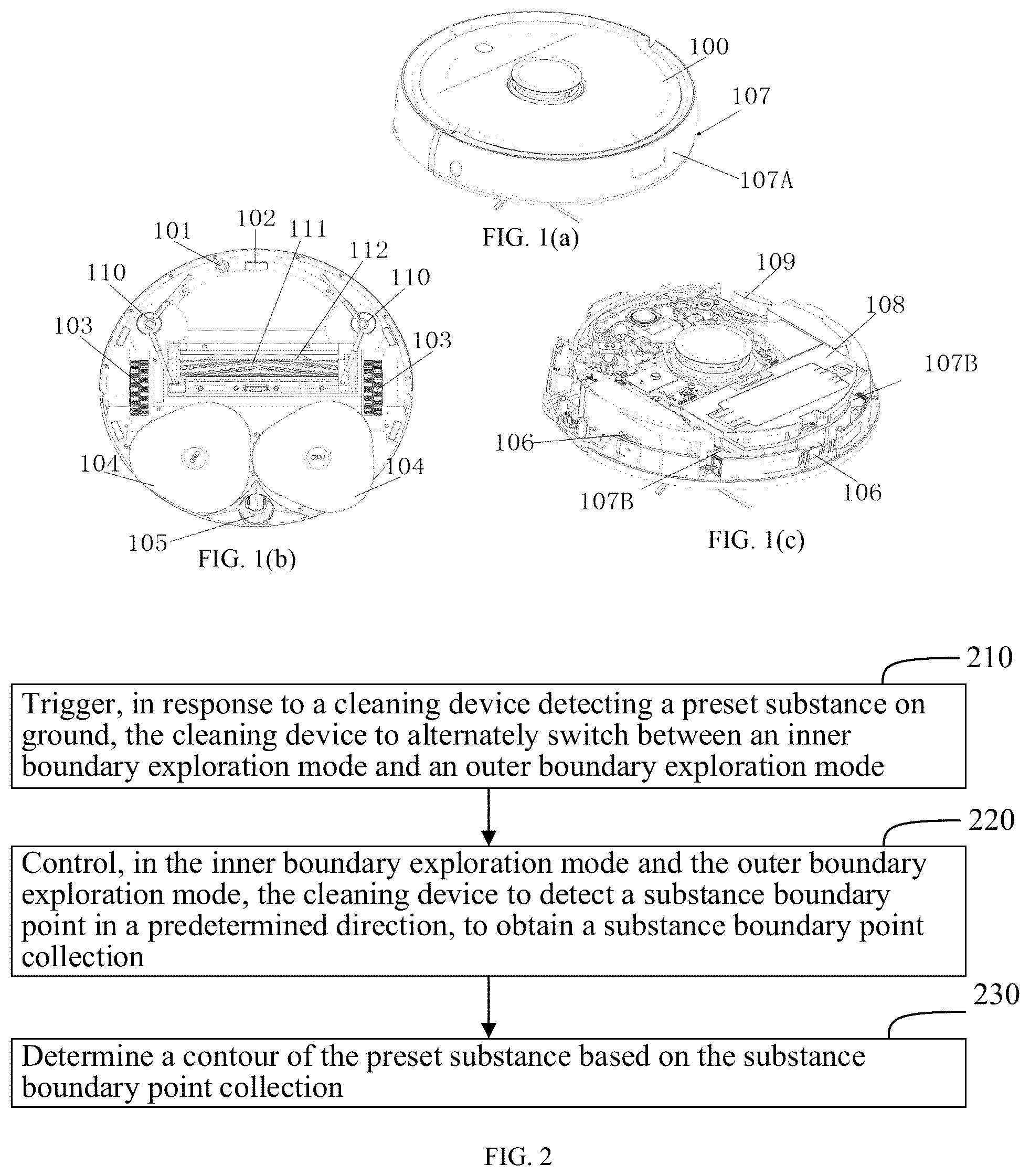 Patent US12396610 — Method and apparatus for exploring substance contour on ground, and cleaning device — Figure 1