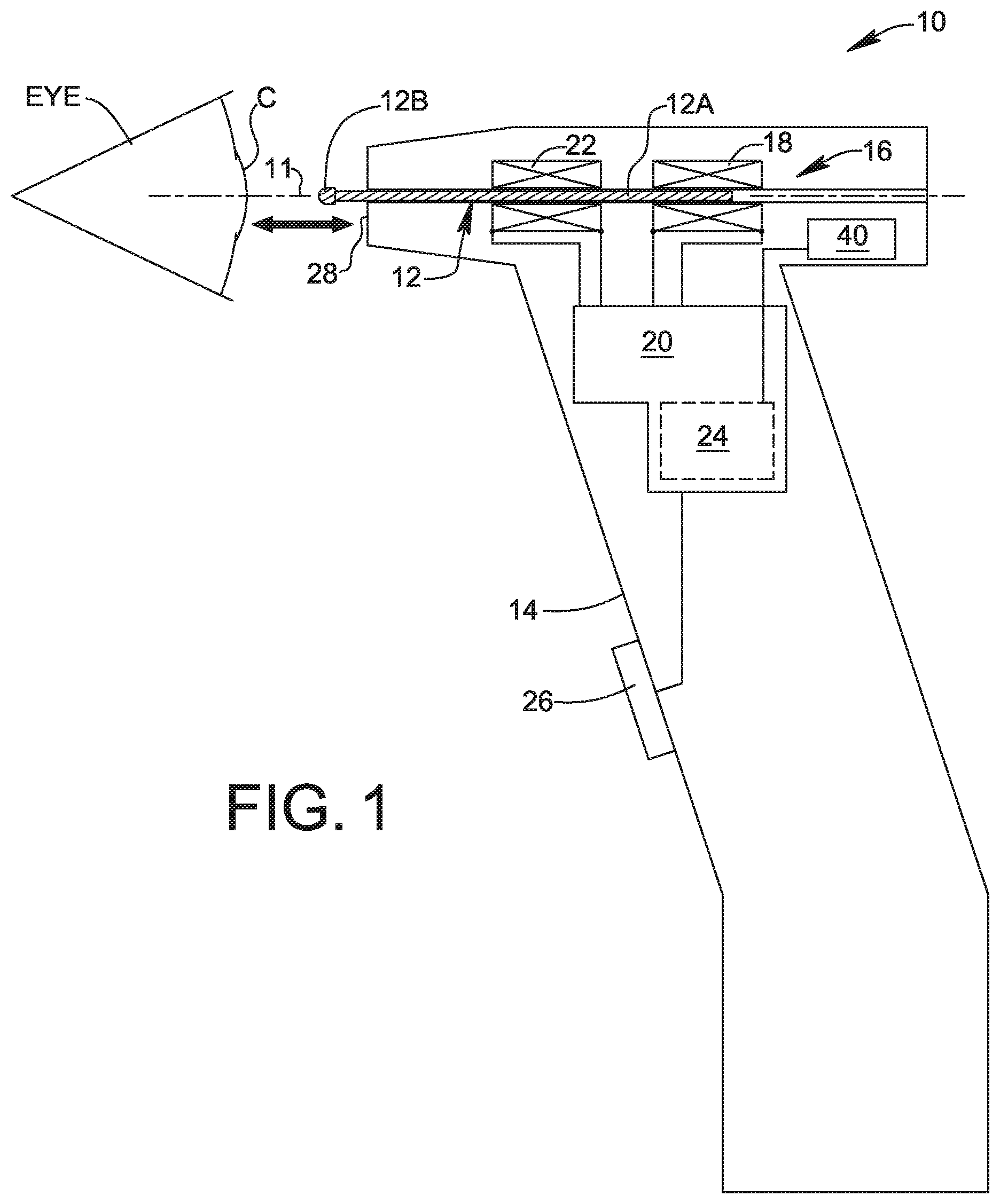 Patent US12396644 Figure 1 – Rebound tonometer having tilt correction