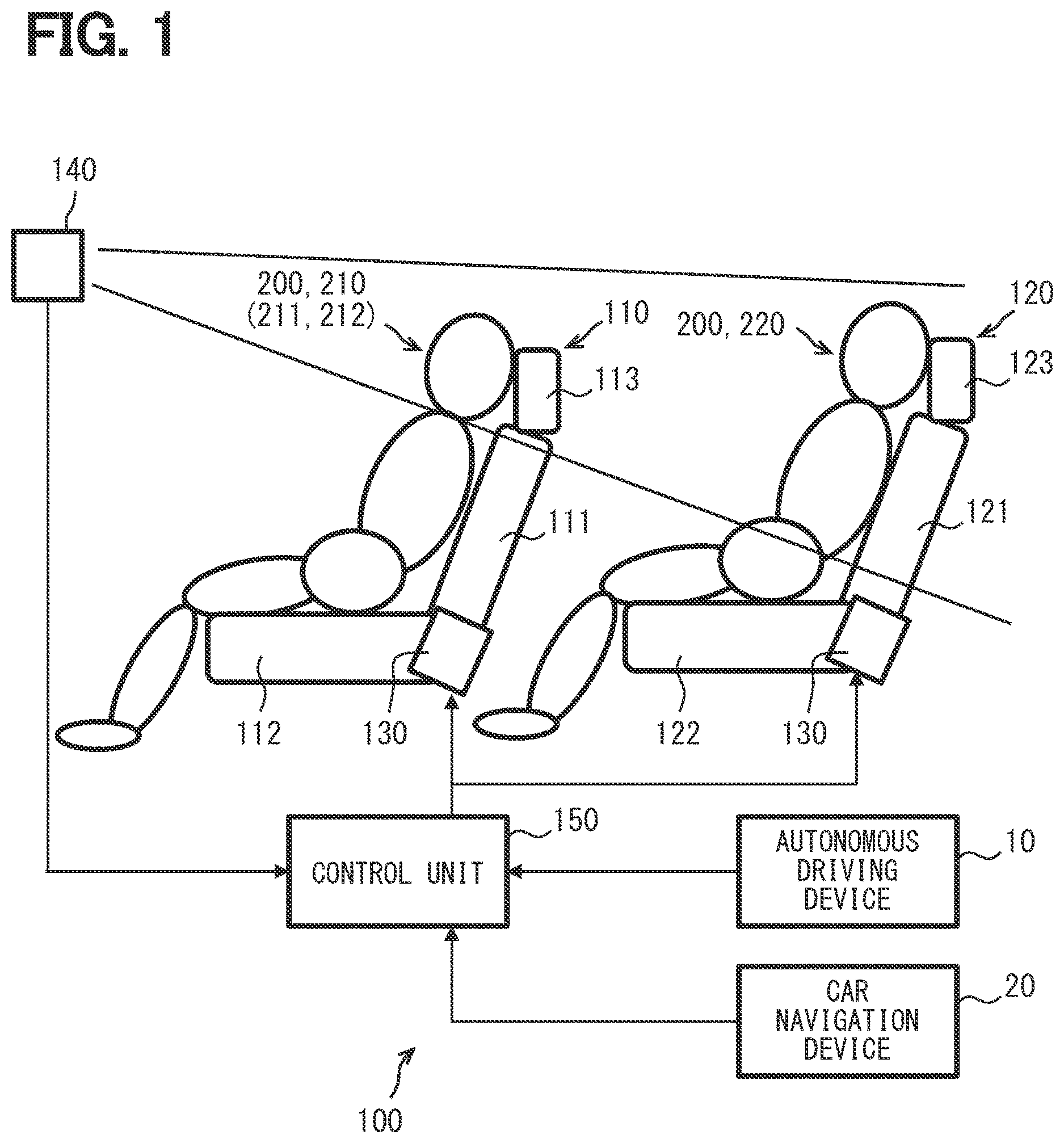 Patent US12396670 — Seat reclining position control device — Figure 1