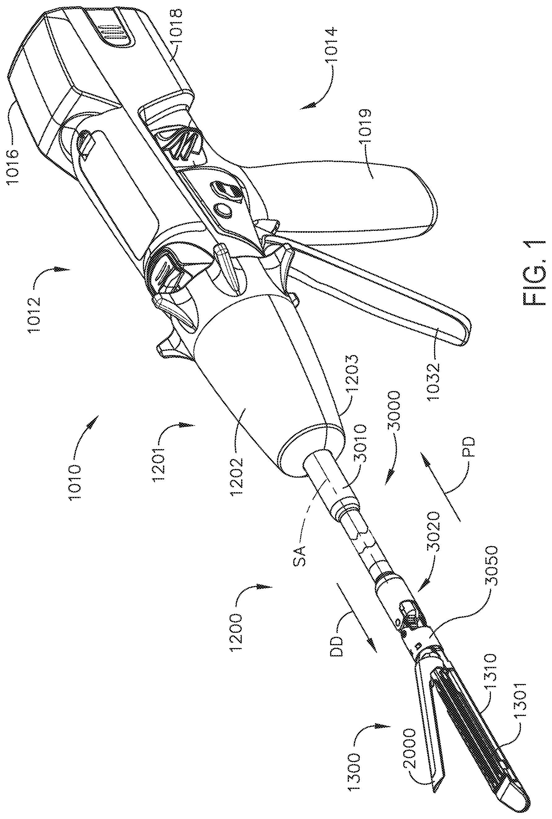 Patent US12396727 Figure 1 – Adaptation of independent firing and closure powered stapling systems