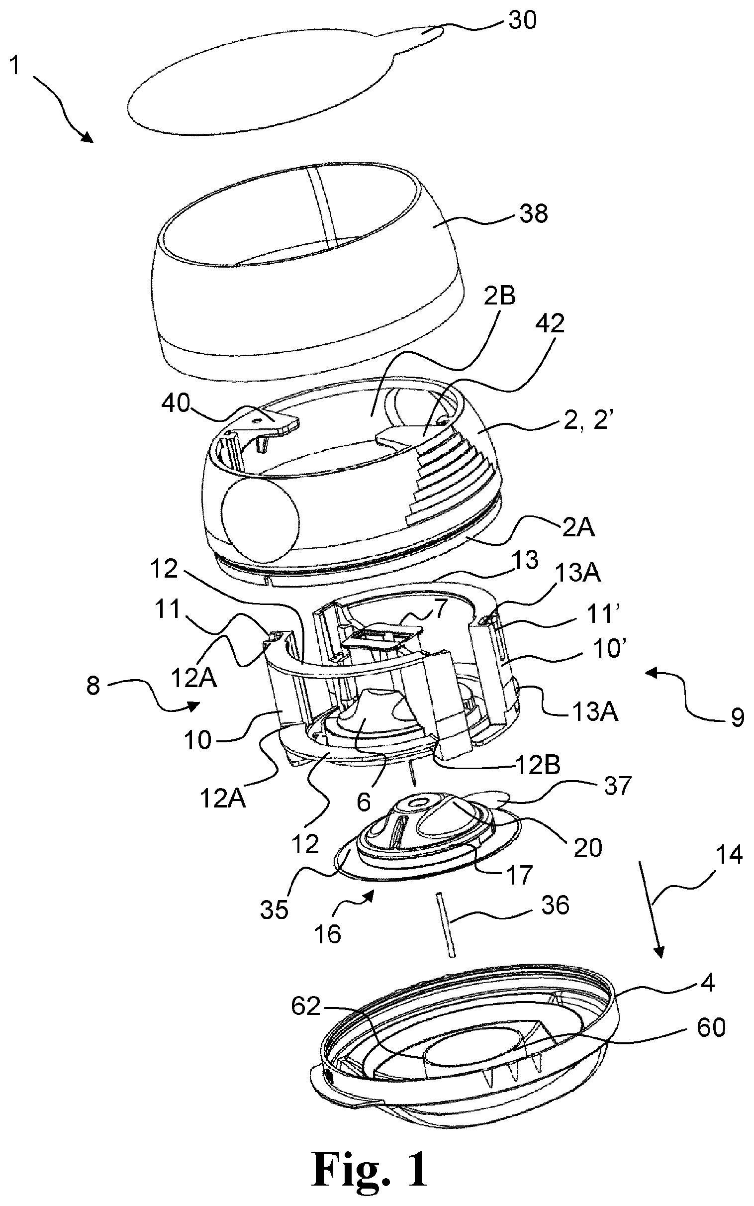 Patent US12396752 — Inserter system with transport protection — Figure 1