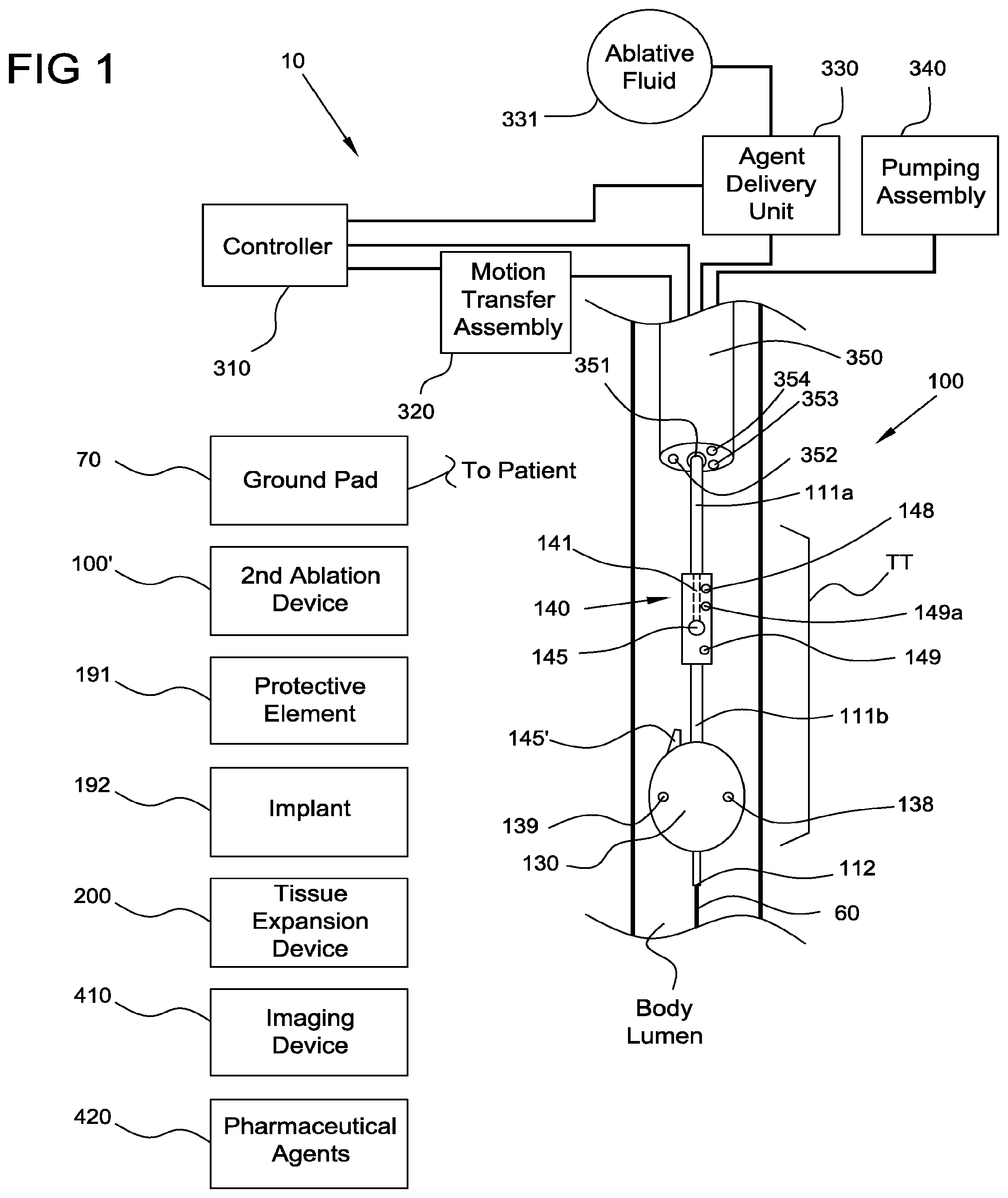 Patent US12396777 — Ablation systems, devices and methods for the treatment of tissue — Figure 1