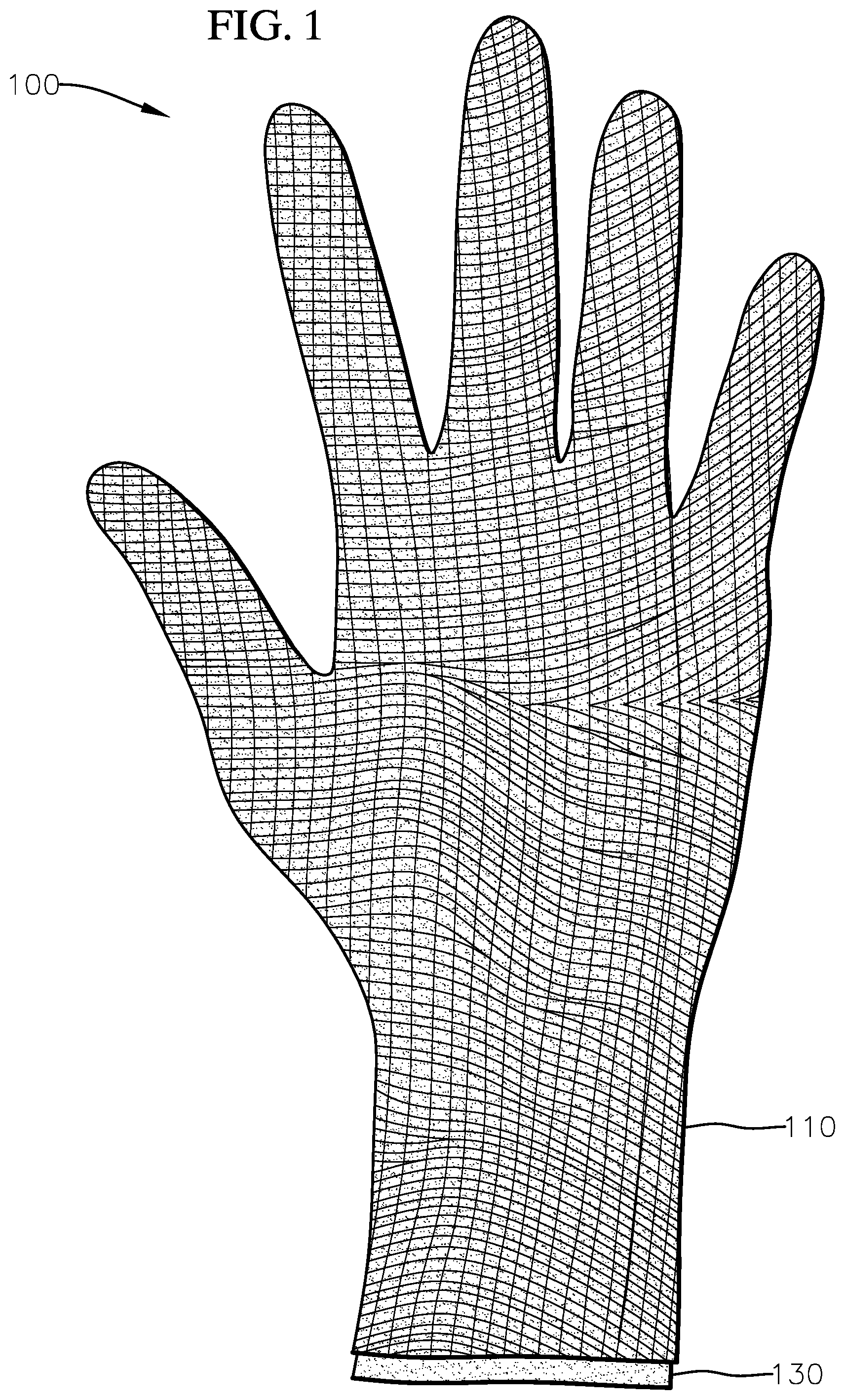 Patent US12396818 Figure 1 – Friction creating surgical glove
