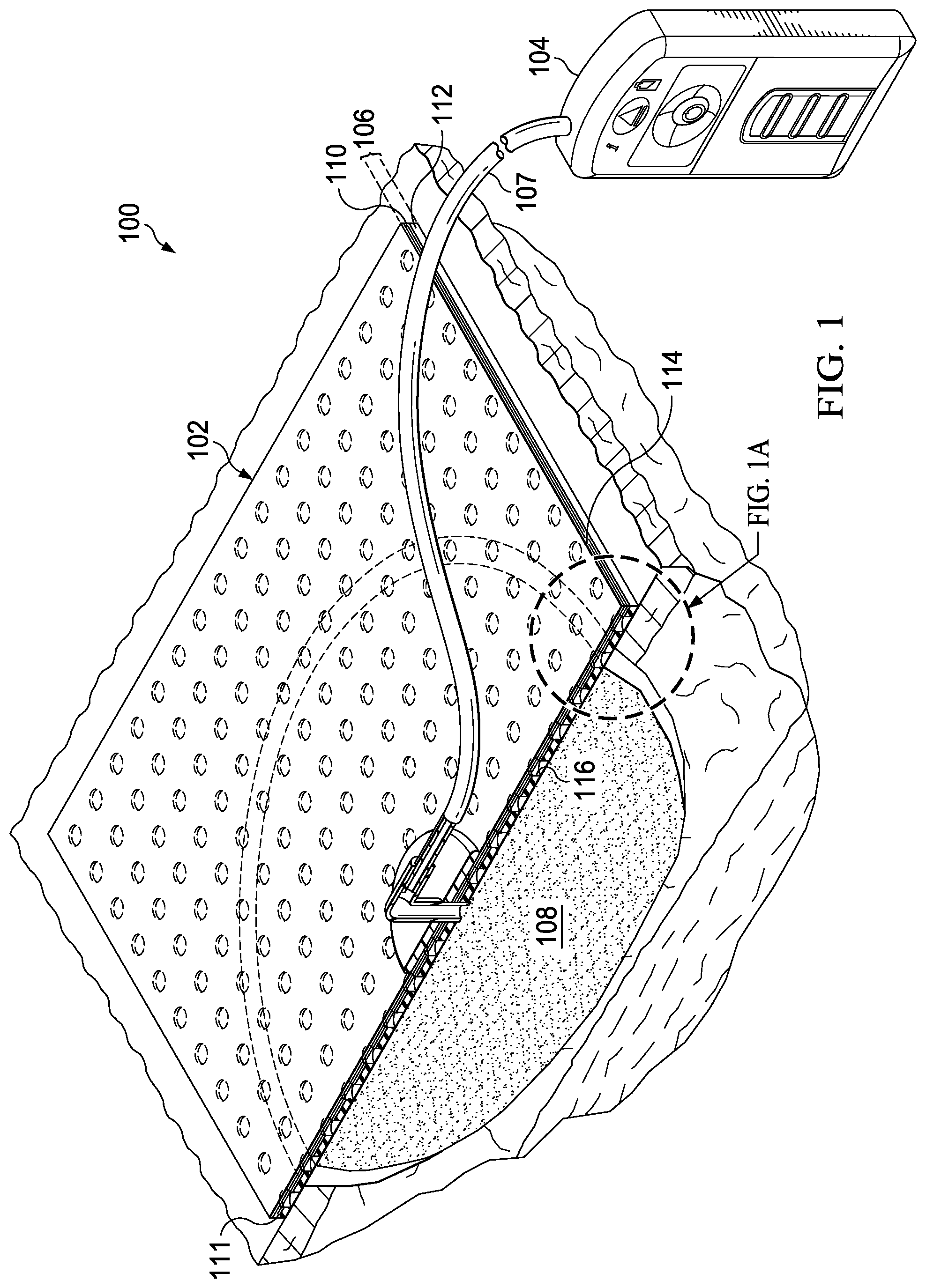 Patent US12396894 Figure 1 – Hybrid silicone and acrylic adhesive cover for use with wound treatment