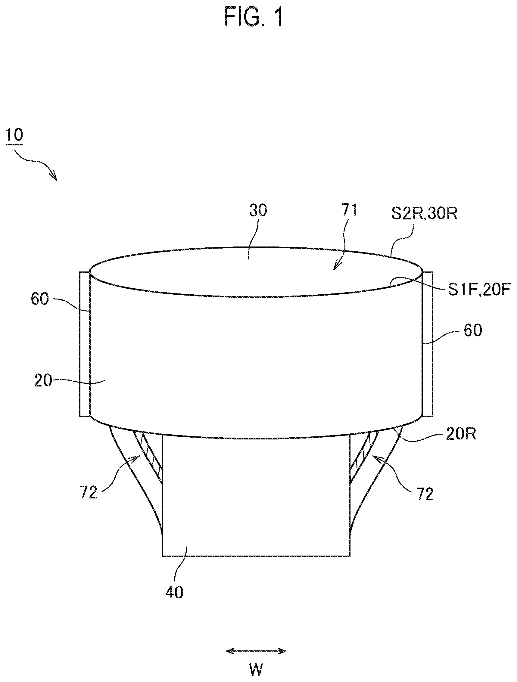 Patent US12396902 — Absorbent article including absorbent body and front exterior body disposed in front waistline region on non-skin surface side of absorbent body — Figure 1