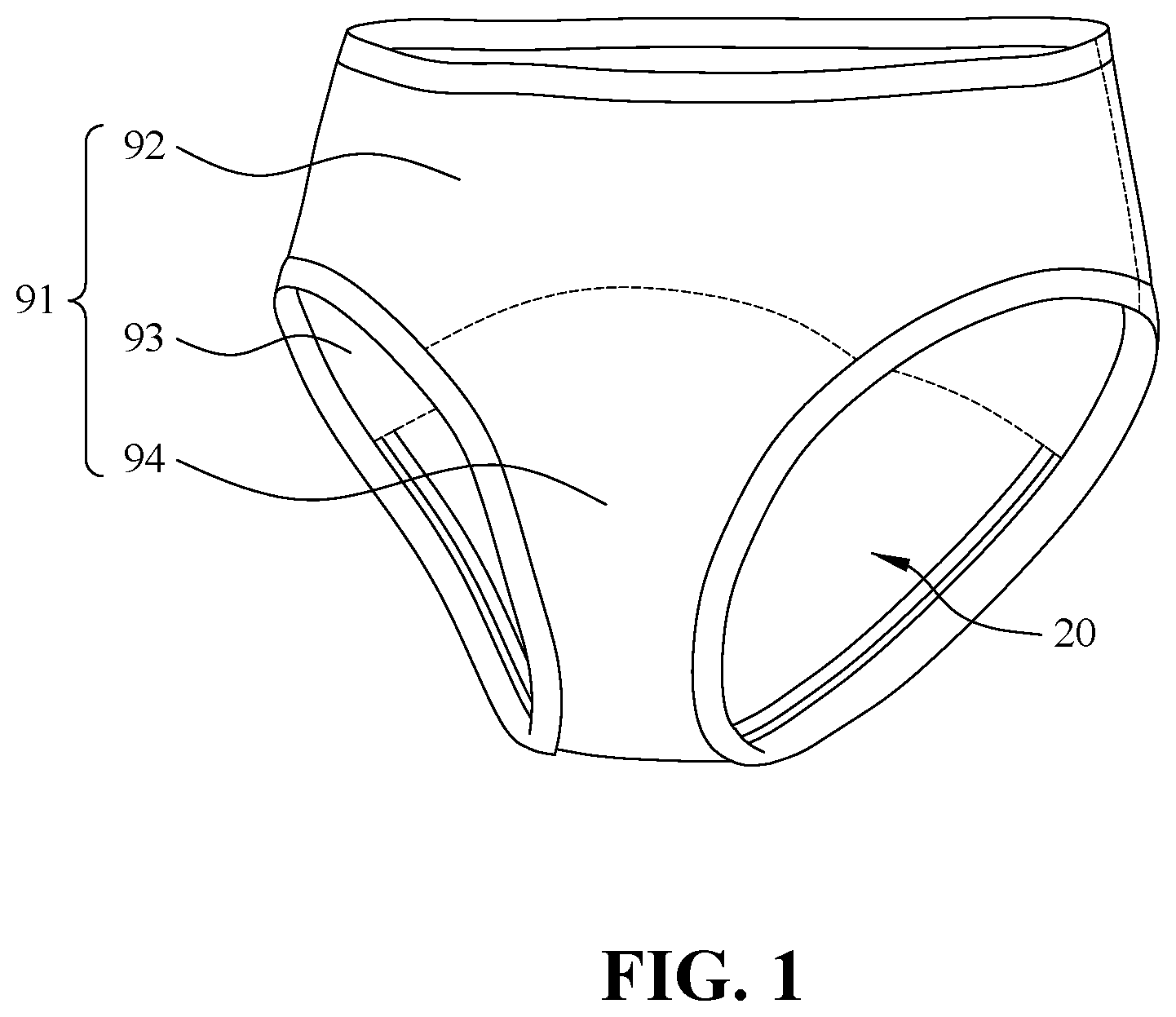 Patent US12396903 — Anti-stain absorption pad for underpants and underpants comprising the same — Figure 1