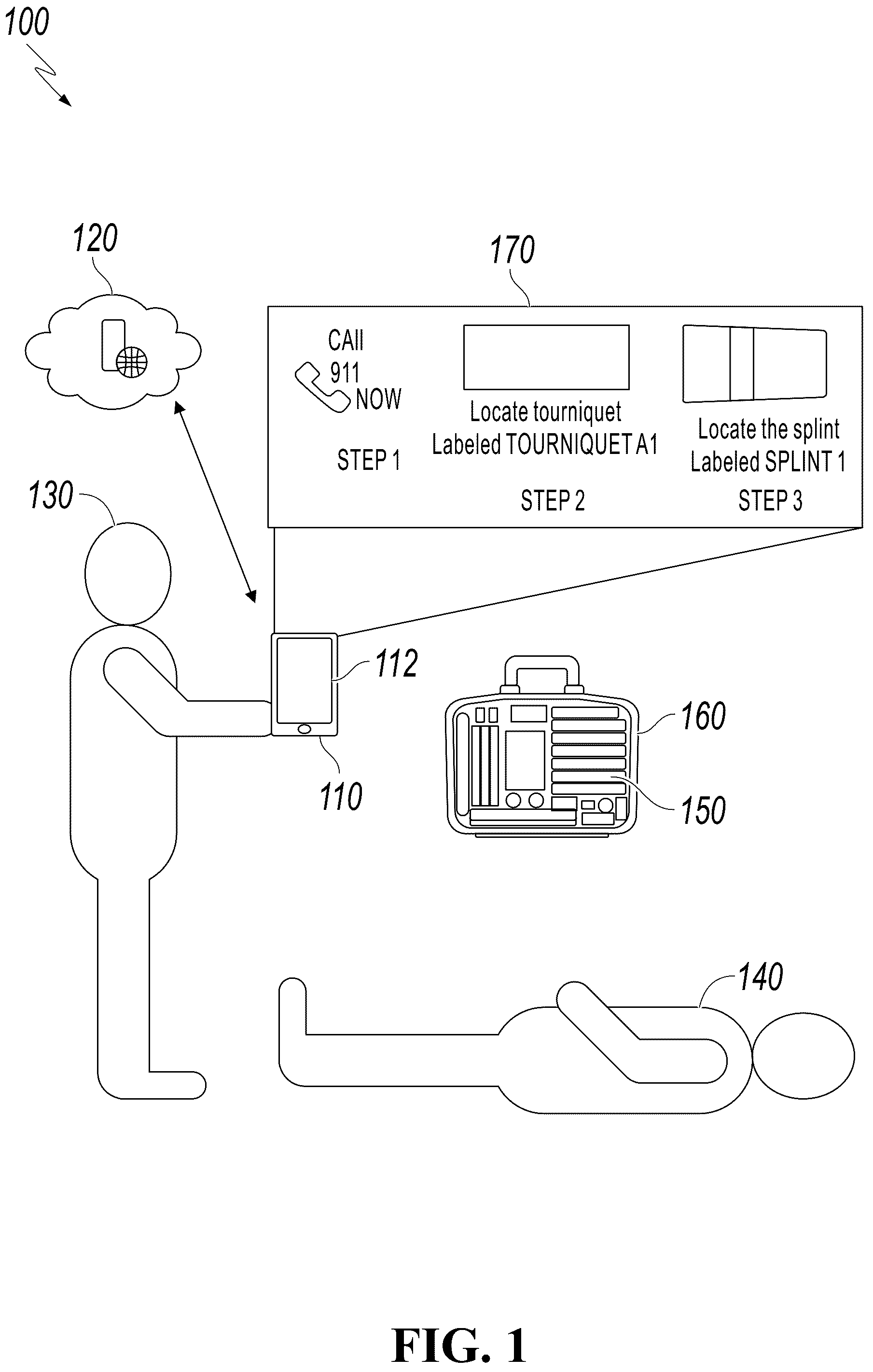 Patent US12396905 — Interactive query flows using portable medical treatment and guidance apparatuses — Figure 1