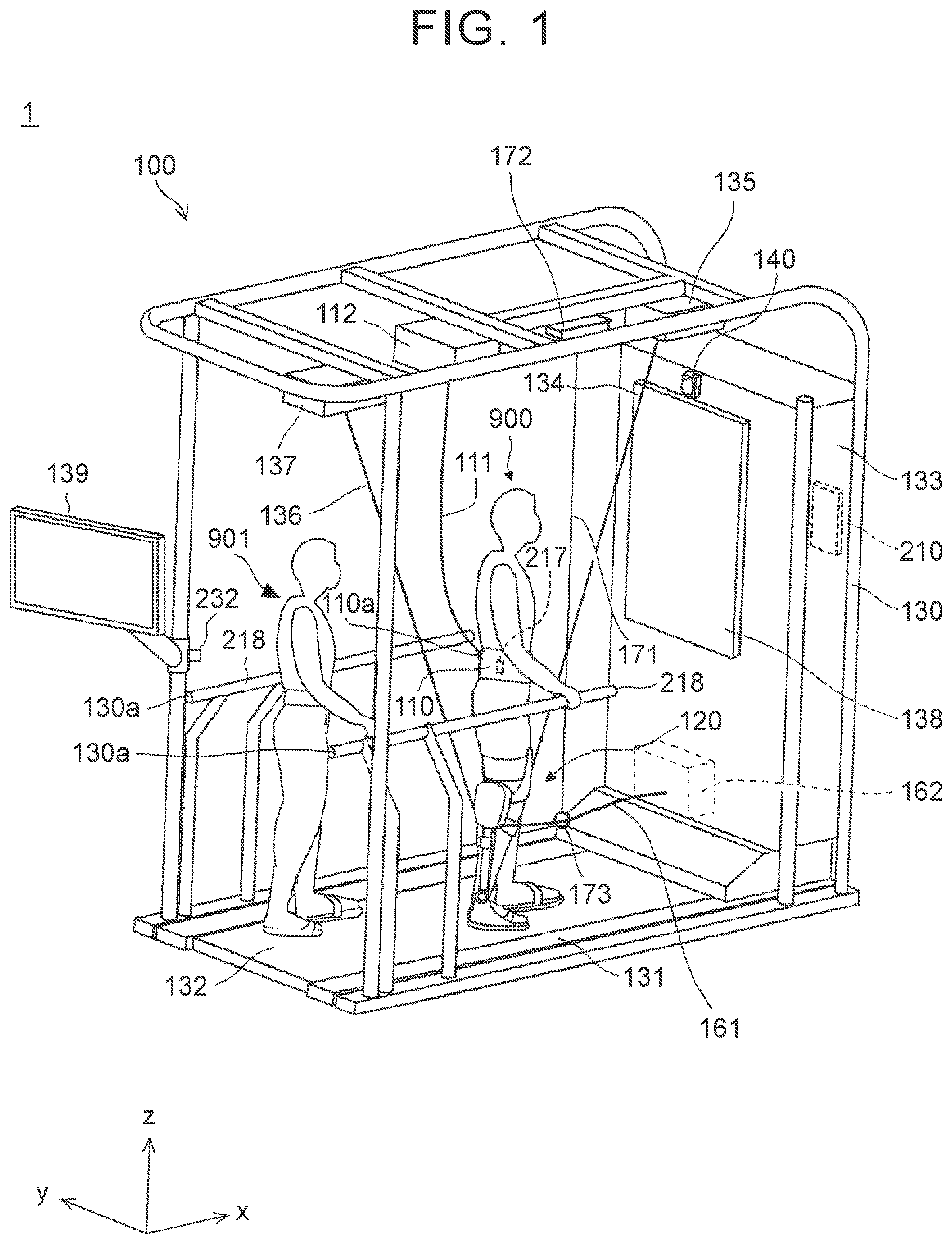 Patent US12396911 — Walking training system, operation method of the system, and non-transitory storage medium for the system — Figure 1
