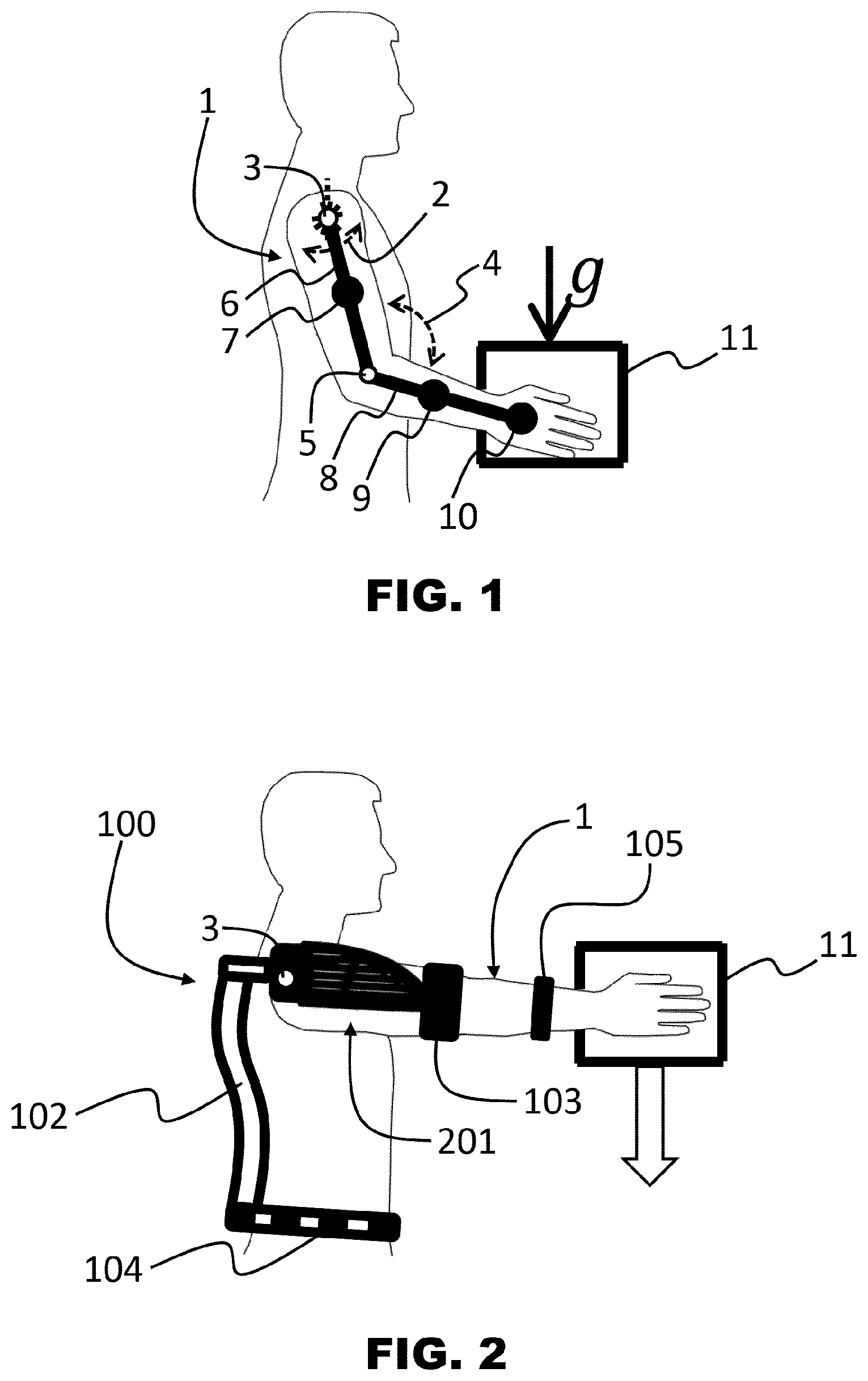 Patent US12396912 — Load compensation device, in particular of gravitational loads, applicable to exoskeletons — Figure 1