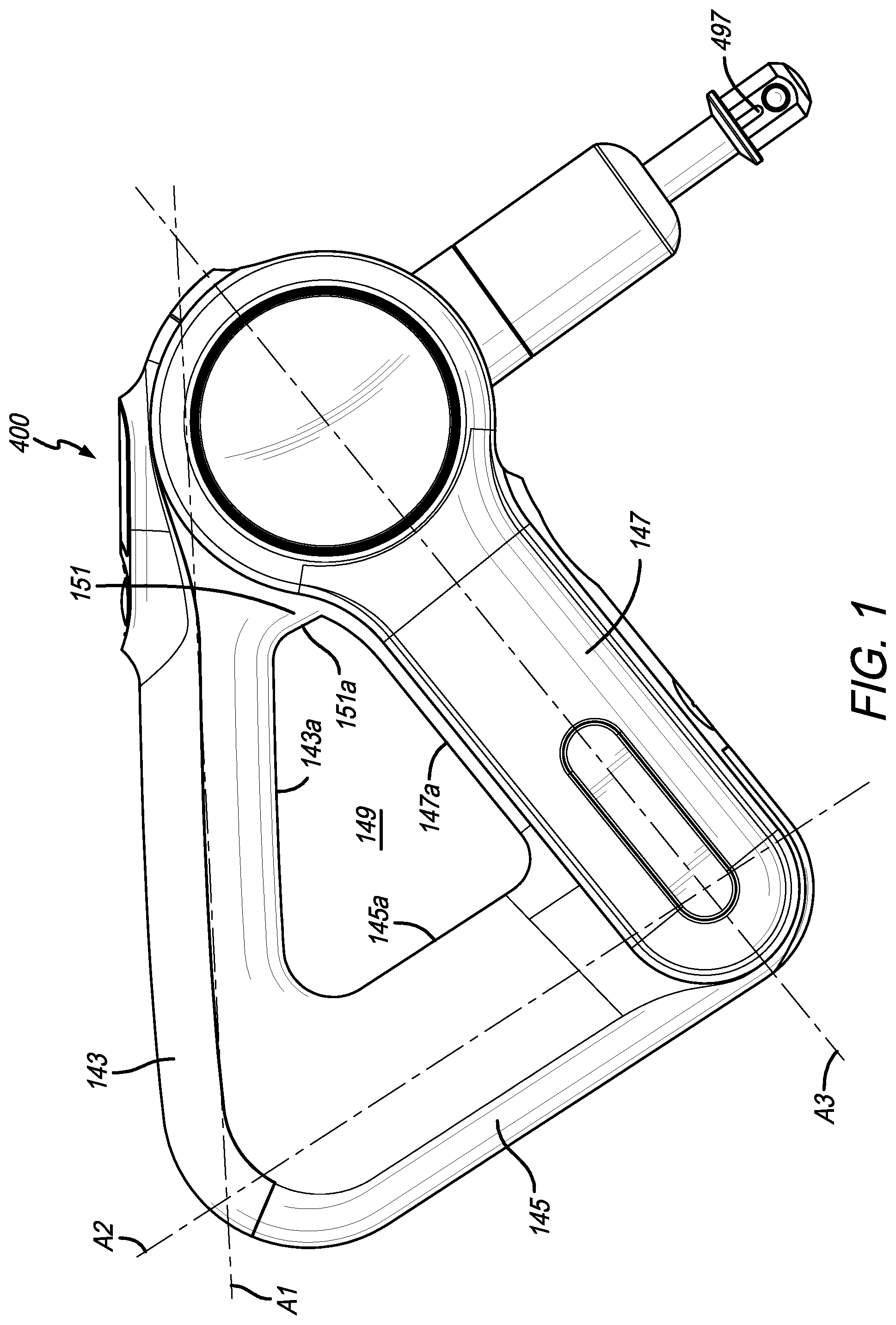 Patent US12396919 — Percussive therapy device with electrically connected attachment — Figure 1