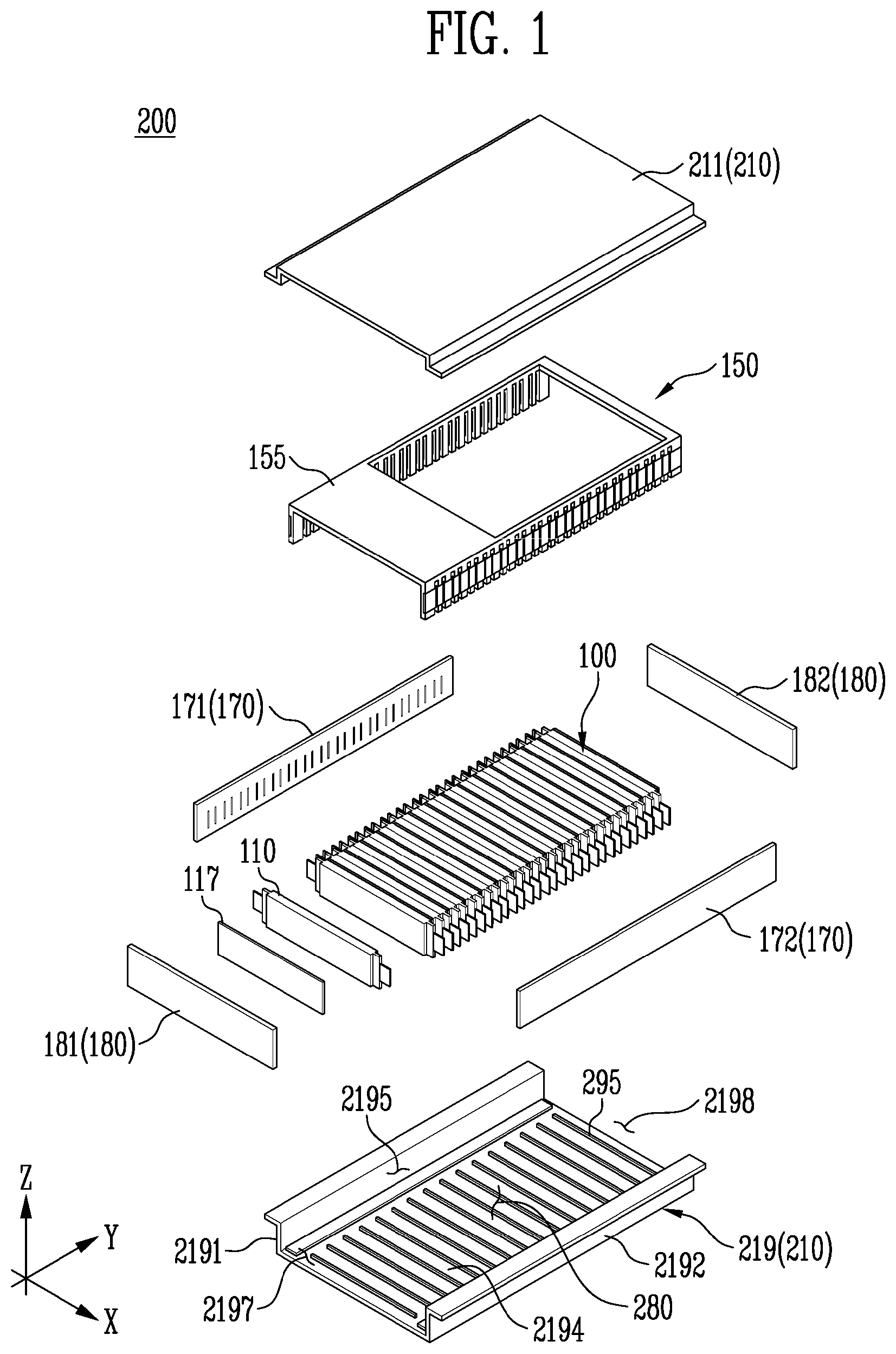 Patent US12401103 Figure 1 – Battery module and assembling method of the same