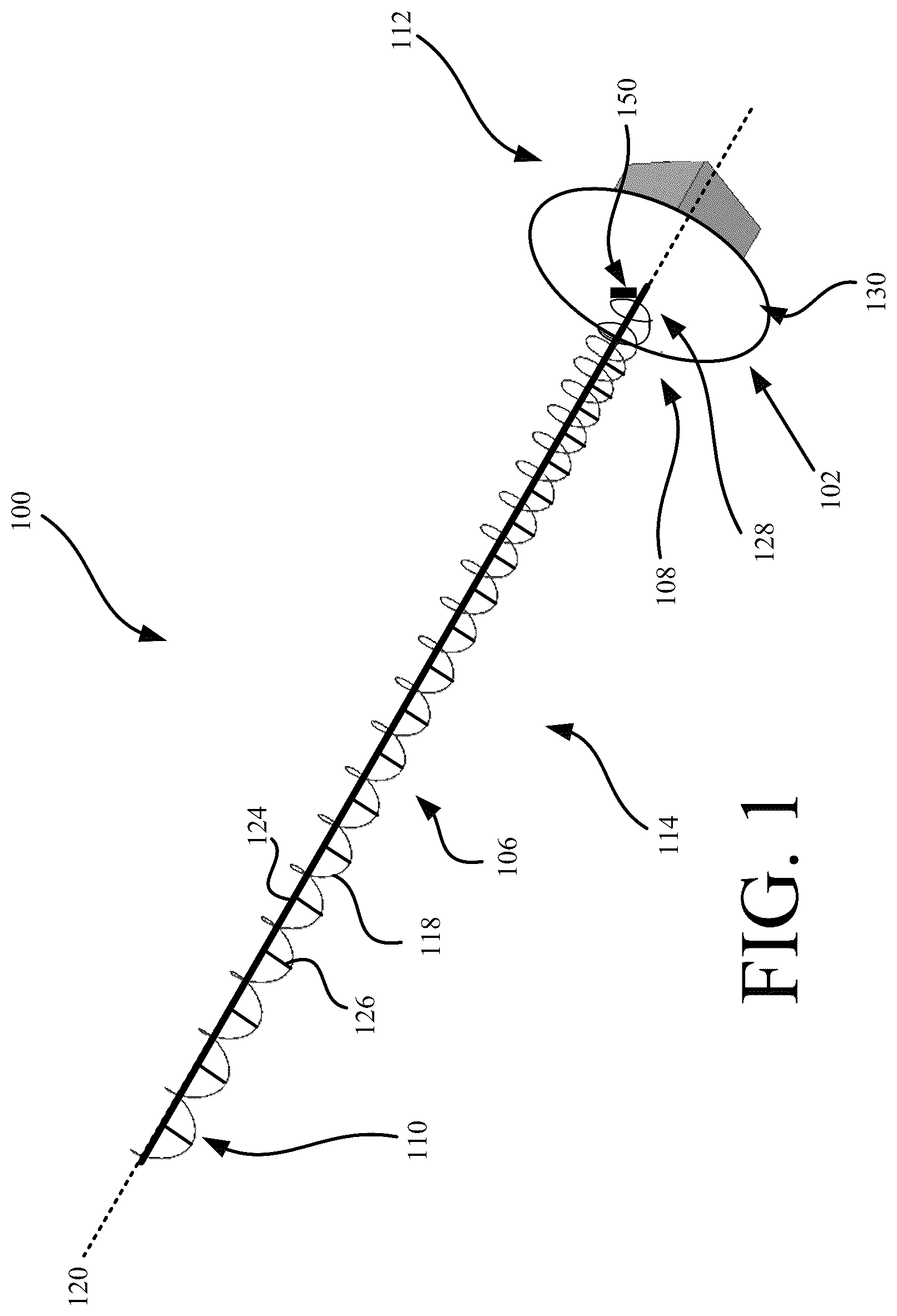 Patent US12401127 — Systems and methods for providing an impedance transformer for a helix antenna — Figure 1