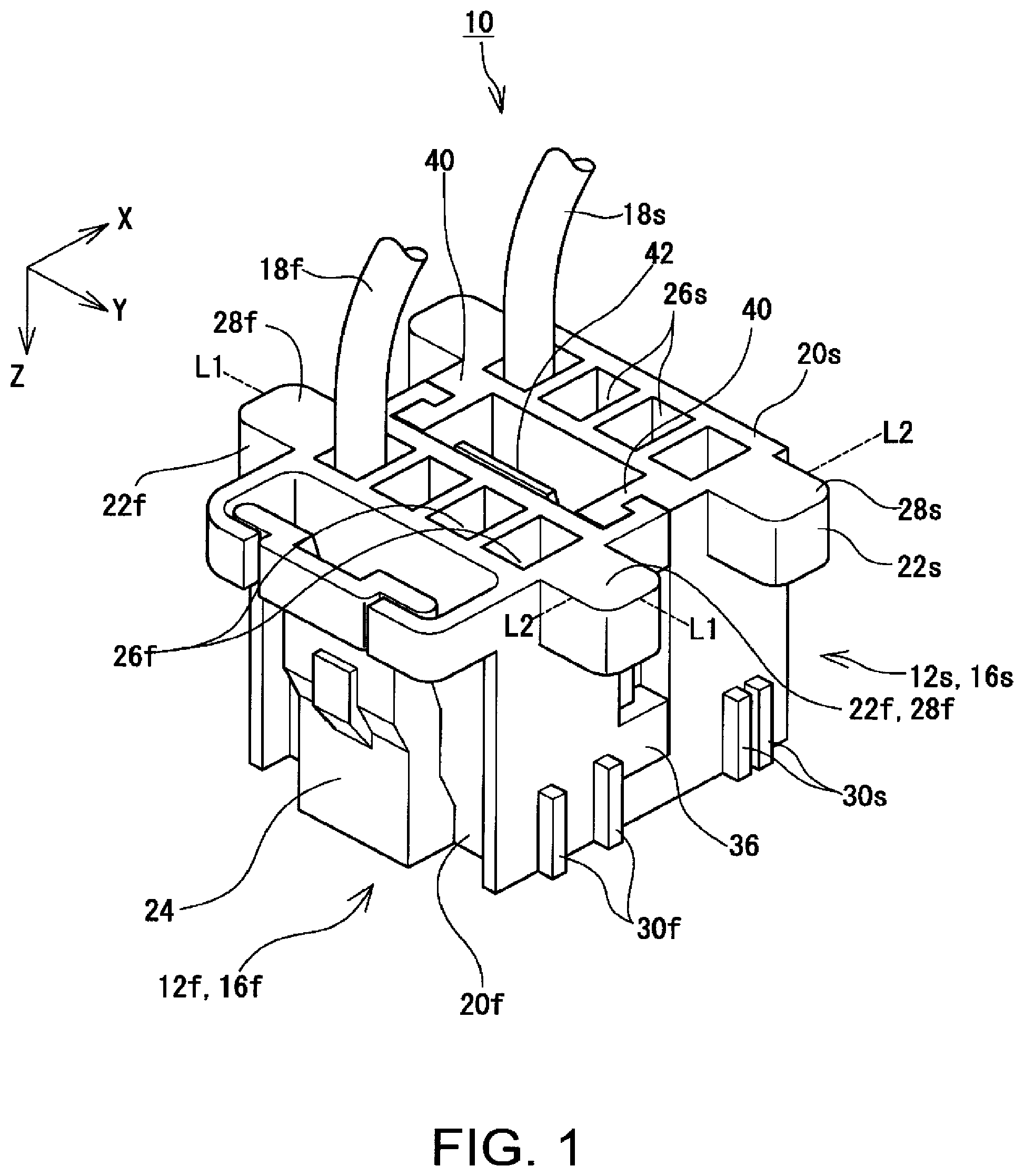 Patent US12401158 Figure 1 – Connector set mating method for connecting two plug connectors to two socket connectors and a connector set using the same