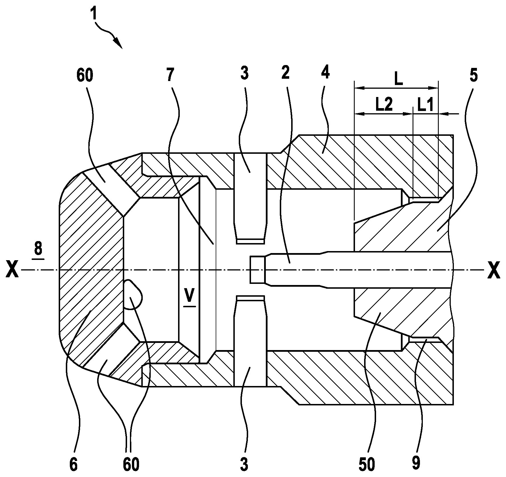 Patent US12401173 — Pre-chamber spark plug having improved heating management — Figure 1
