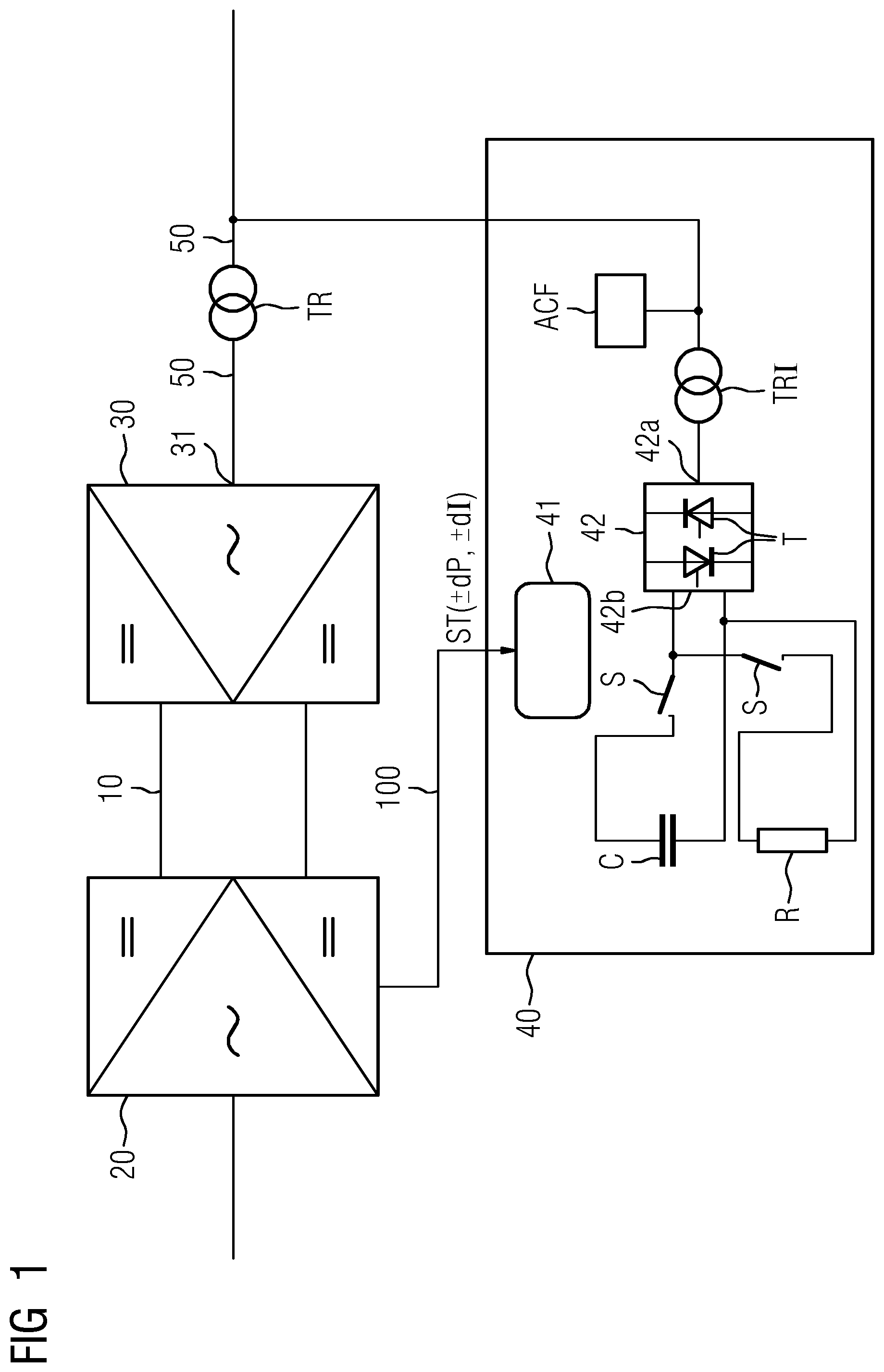 Patent US12401198 — Arrangement having a DC transmission link or DC transmission grid and method for the operation thereof — Figure 1