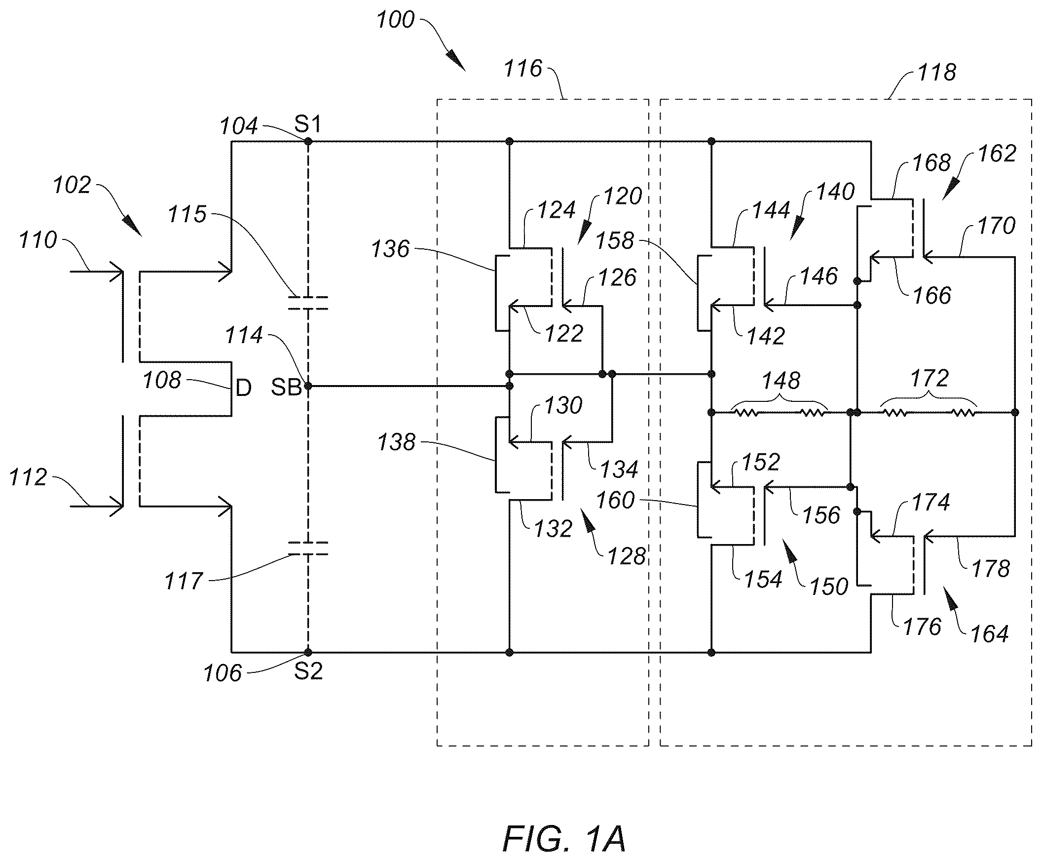 Patent US12401359 — Circuits and methods for controlling a voltage of a semiconductor substrate — Figure 1
