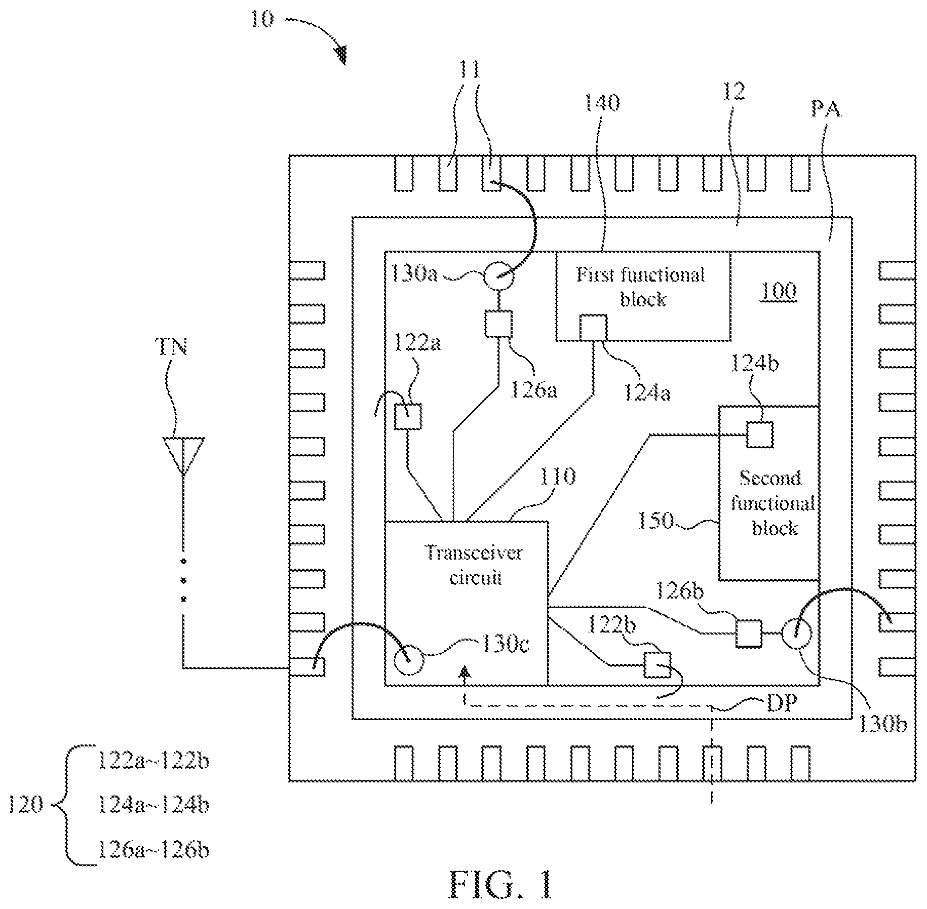 Patent US12401382 — Chip, system of noise analysis and method of noise analysis — Figure 1