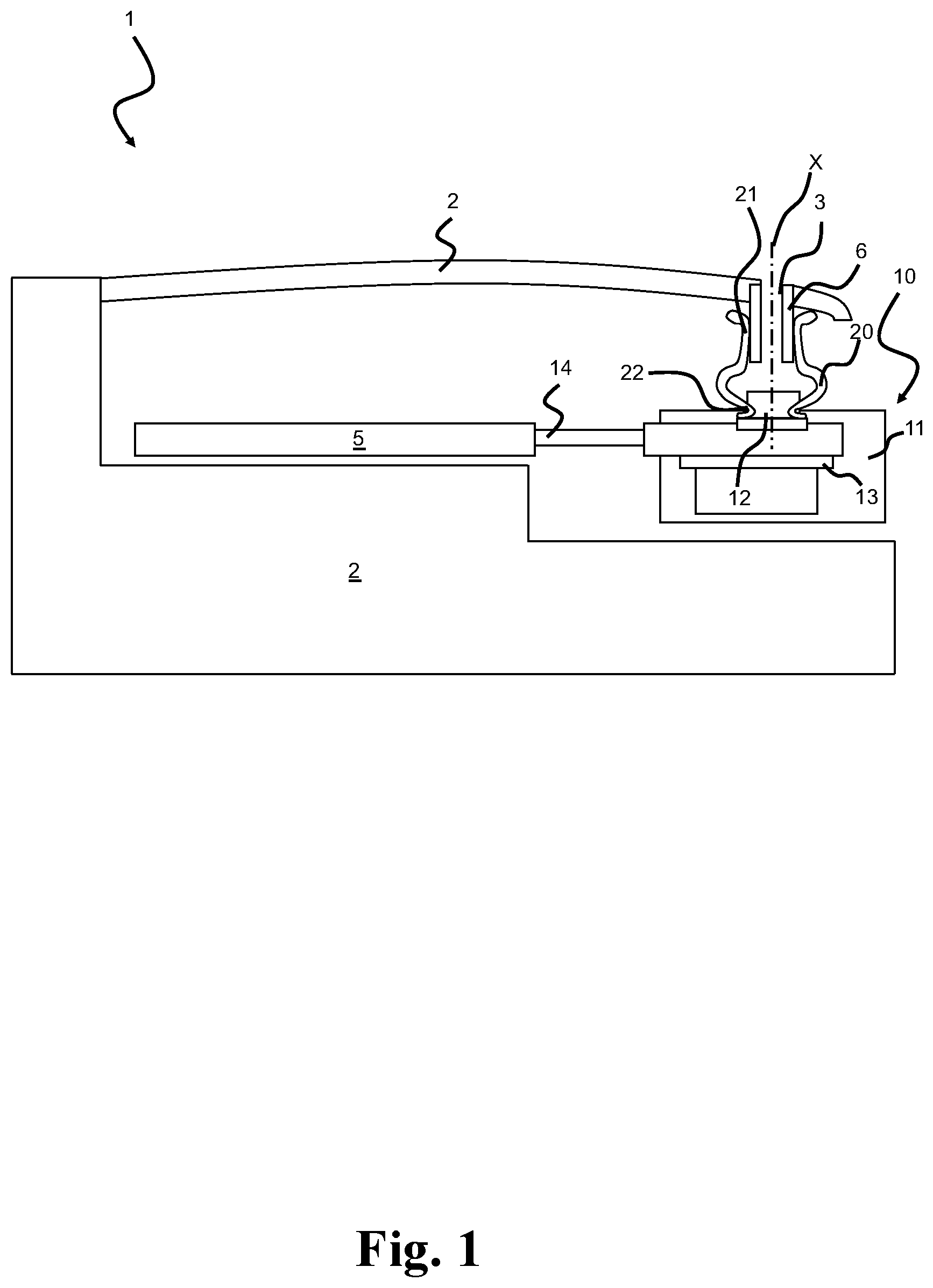 Patent US12401956 — Hearing device with a suspended microphone — Figure 1