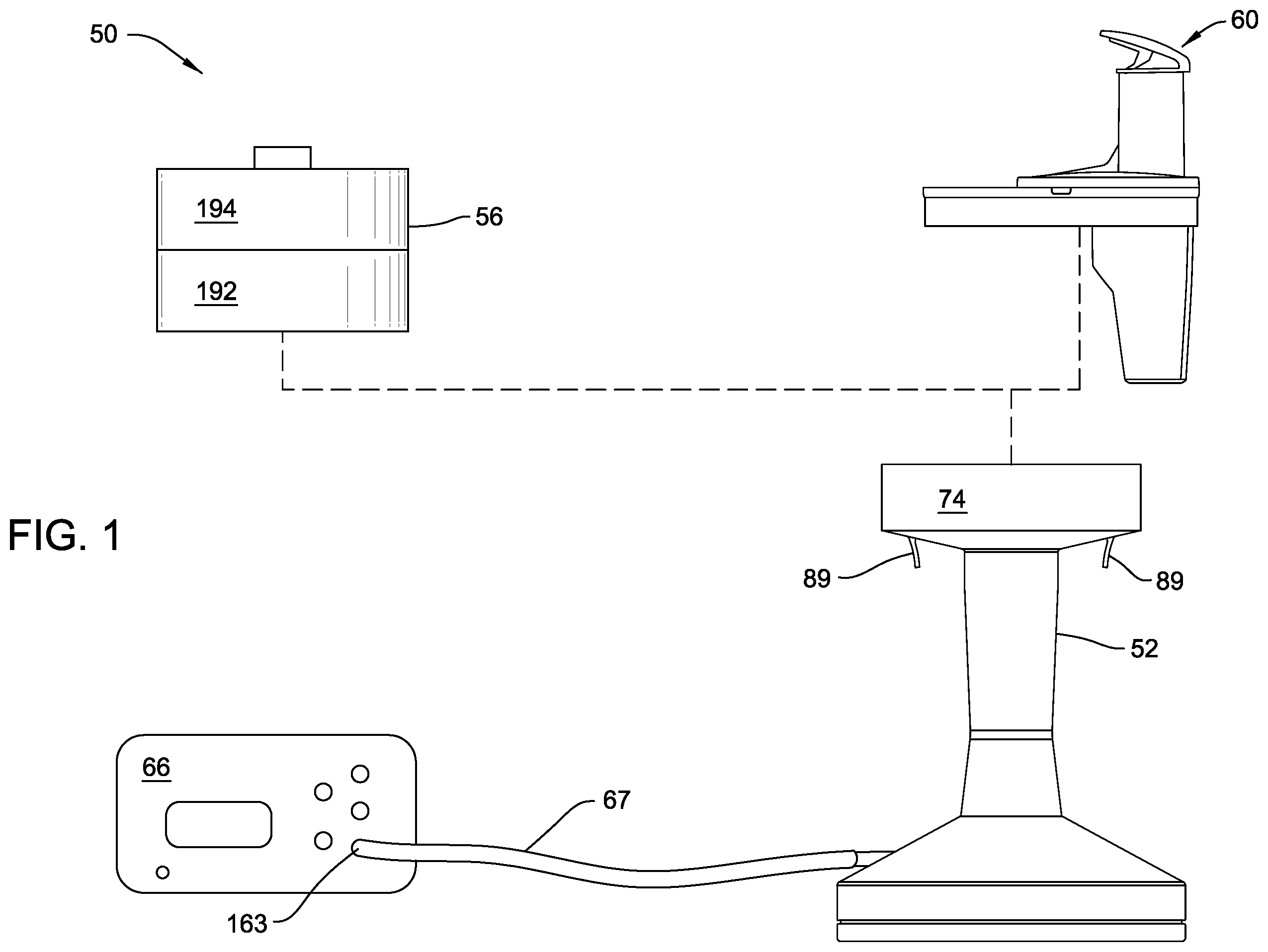 Patent US12403021 — System for processing bone stock including a bone cleaning head, a bone milling head and base that powers both the cleaning head and the milling head — Figure 1