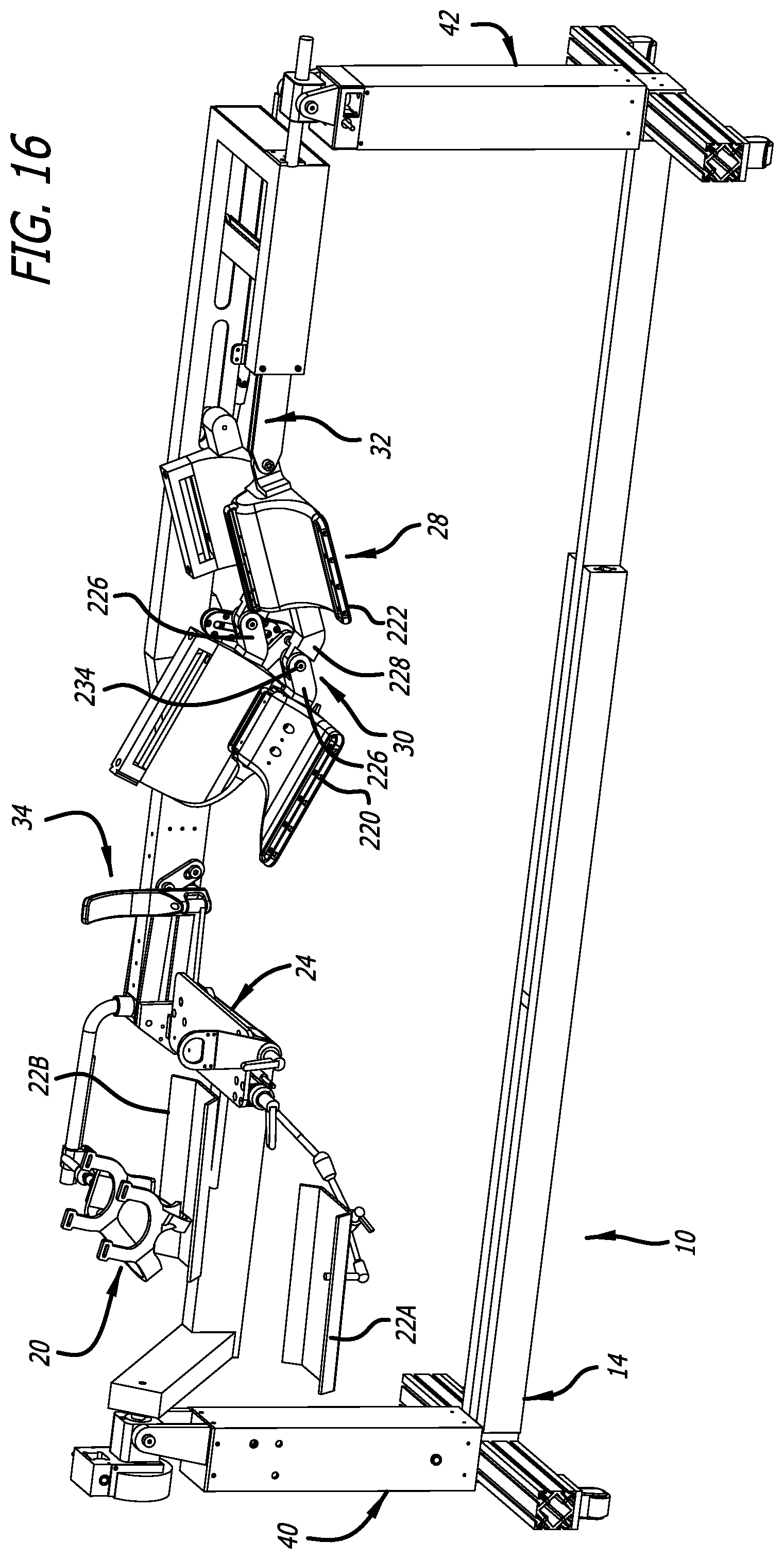 Patent US12403058 Figure 17 – Reconfigurable upper leg support for a surgical frame