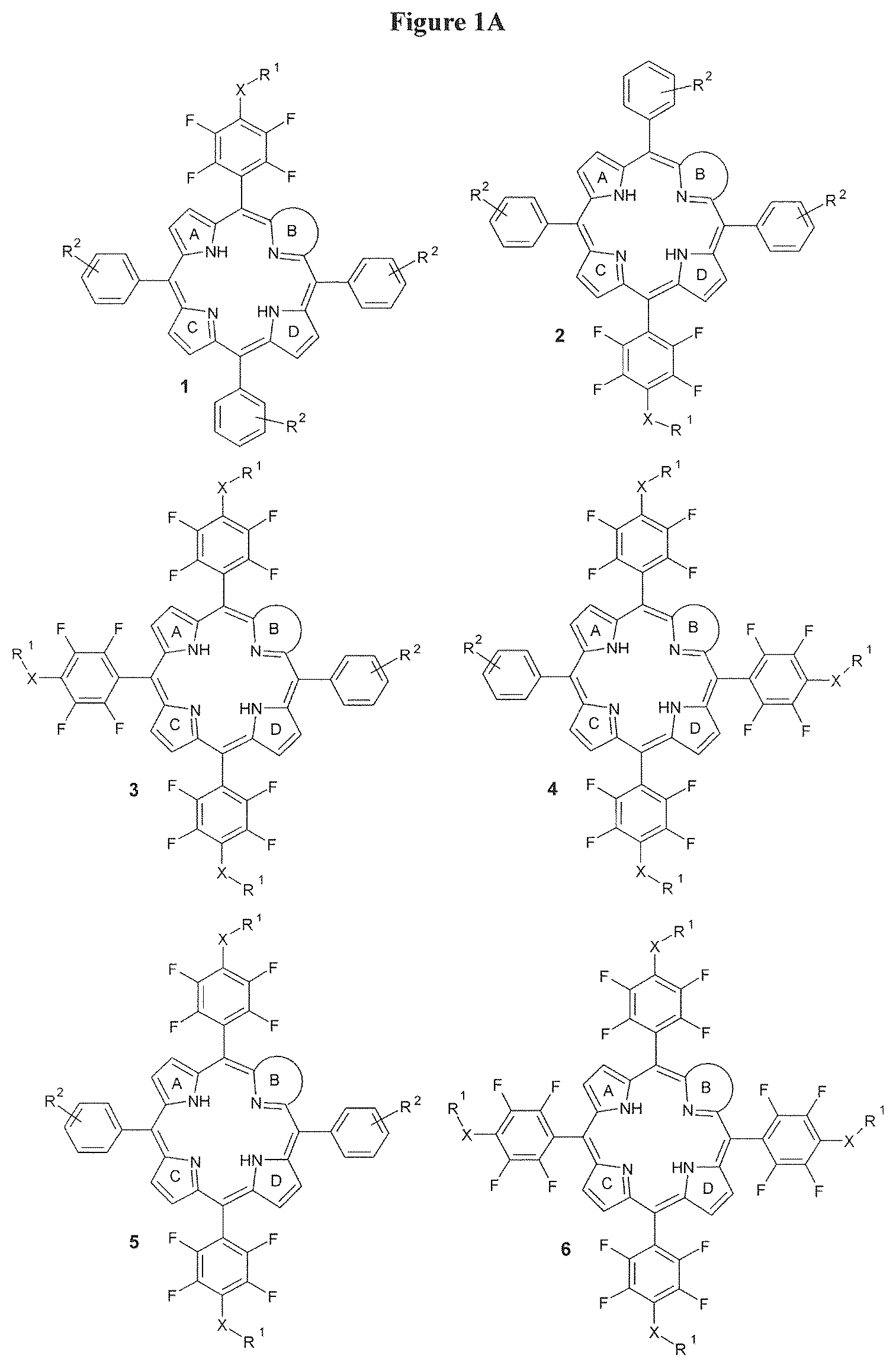 Patent US12403127 Figure 1 – Specifically meso-substituted porphyrins and chlorins for photodynamic therapy