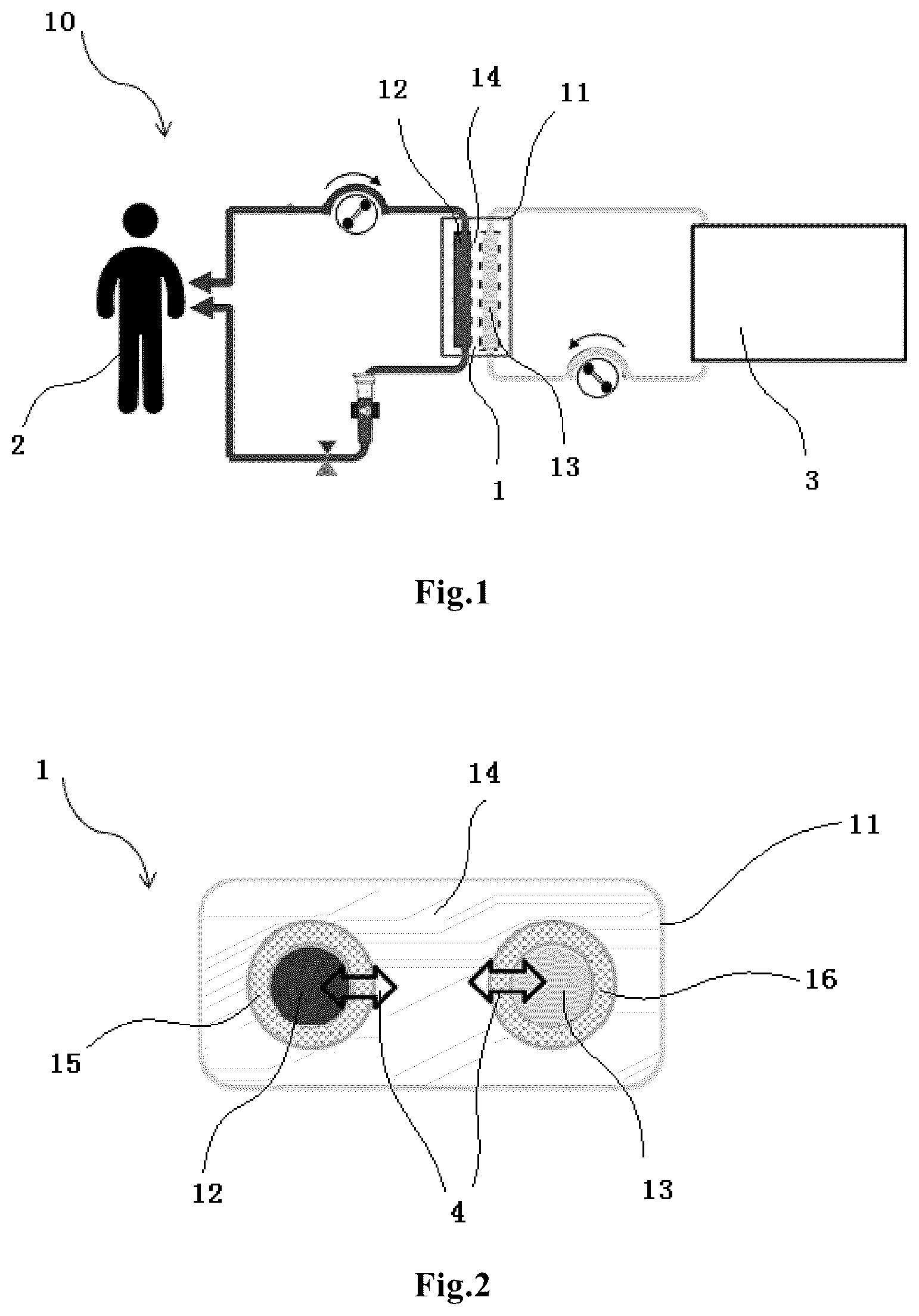 Patent US12403229 — Dialysis device for use with interface media, dialysis systems, use of dialysis device, method for establishing dialysis system, method for filling and/or priming dialysis system and method for removing air from dialysis system — Figure 1