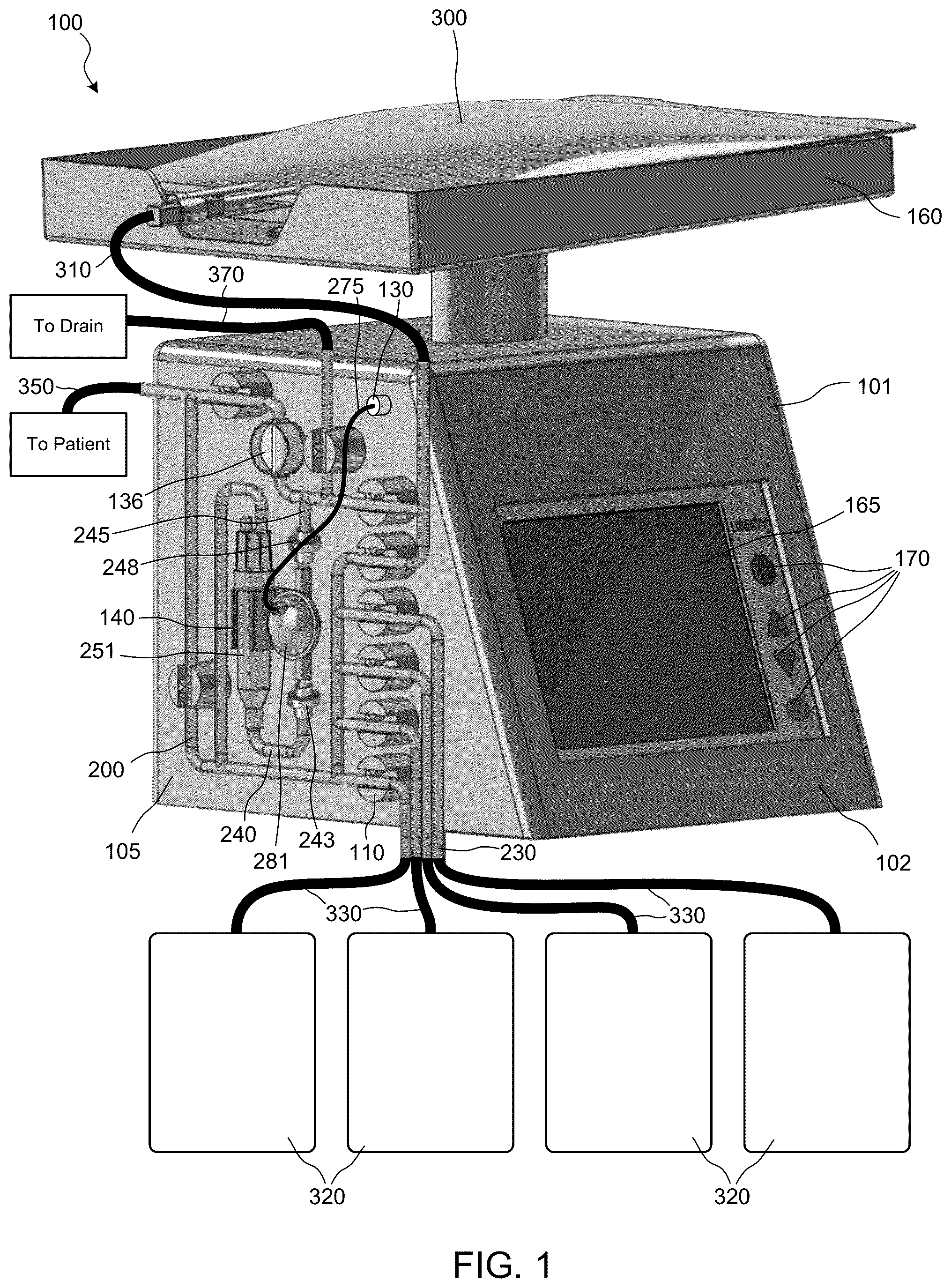 Patent US12403230 — Peritoneal dialysis system with constant volume disposable pump — Figure 1