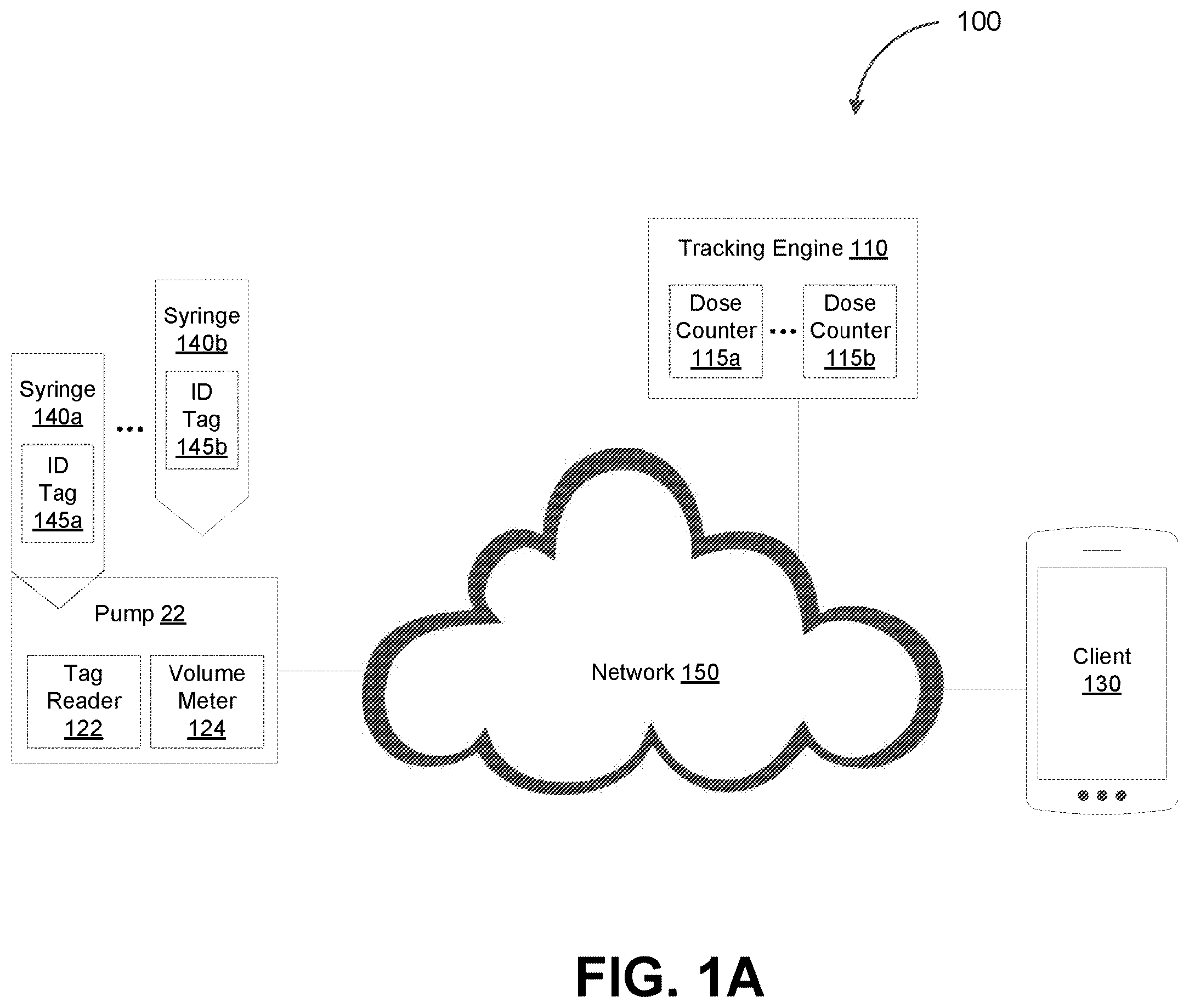 Patent US12403255 Figure 1 – Medication tracking system