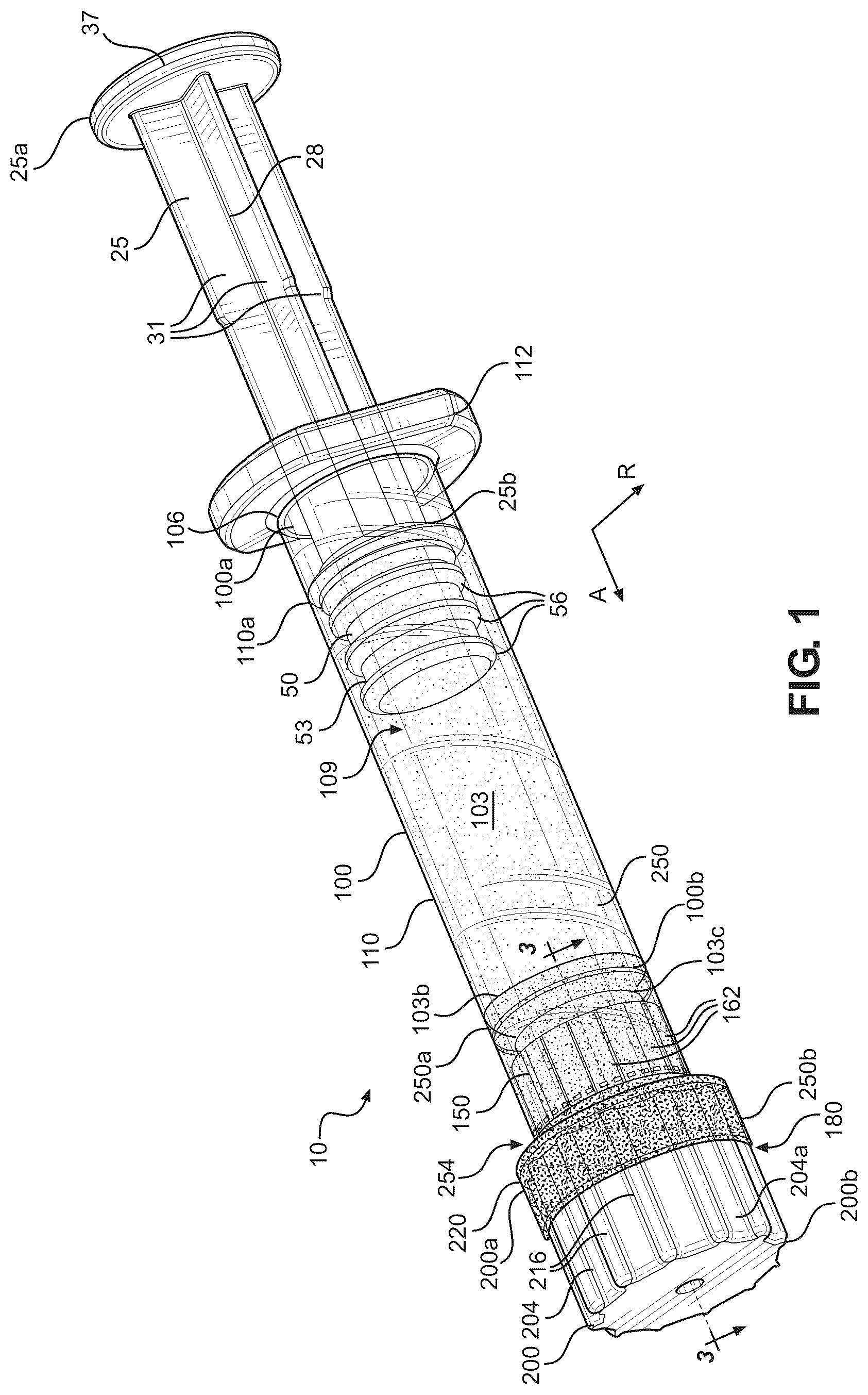 Patent US12403262 Figure 1 – Tamper evident assembly with RFID for syringes