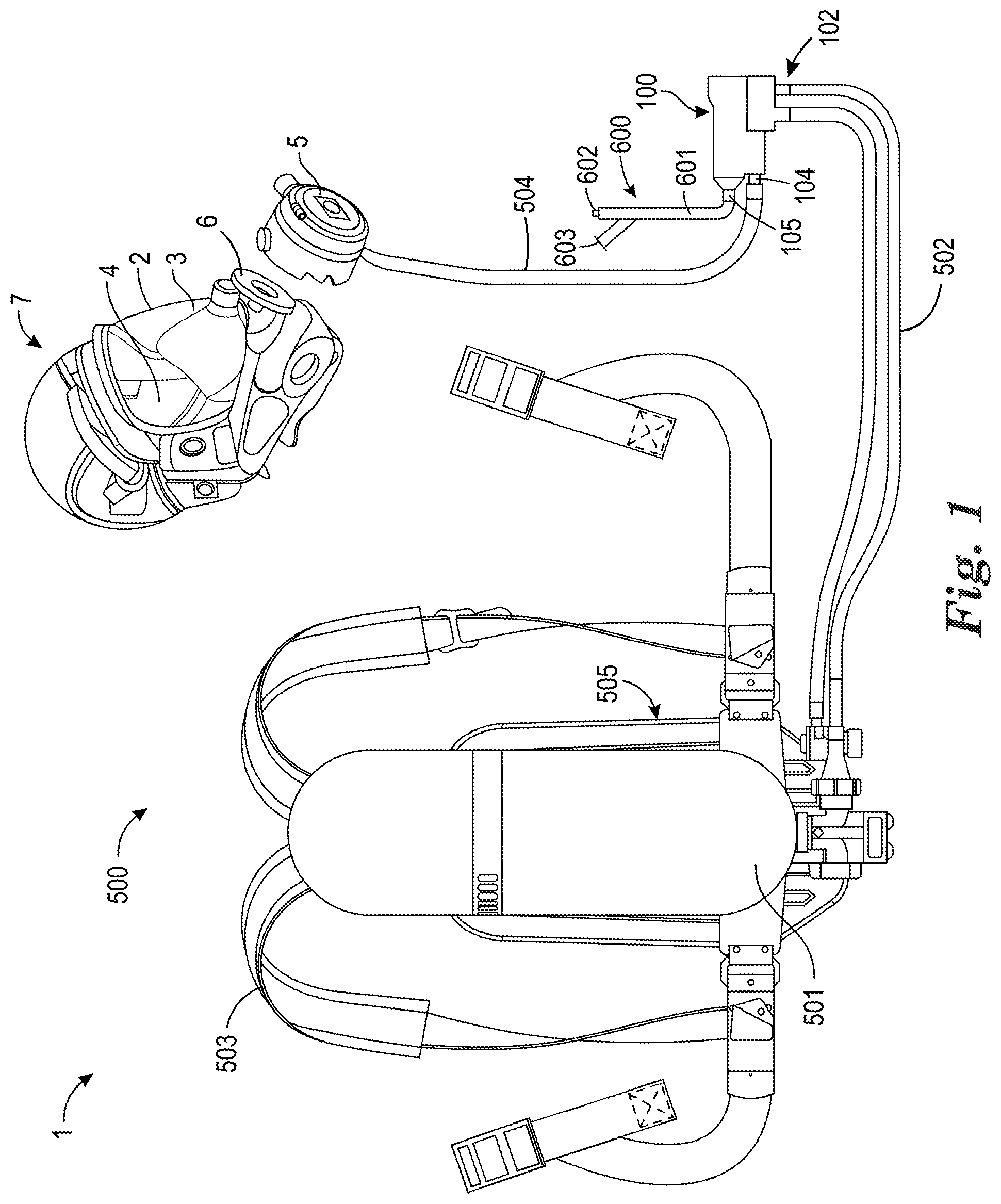 Patent US12403337 — SCBA with enhanced emergency breathing support system — Figure 1