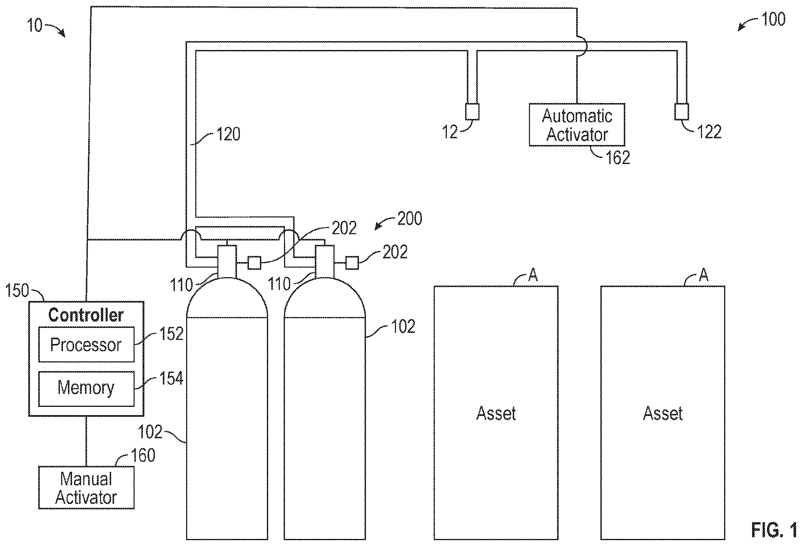 Patent US12403343 — Sensor units for use with fire suppression systems — Figure 1