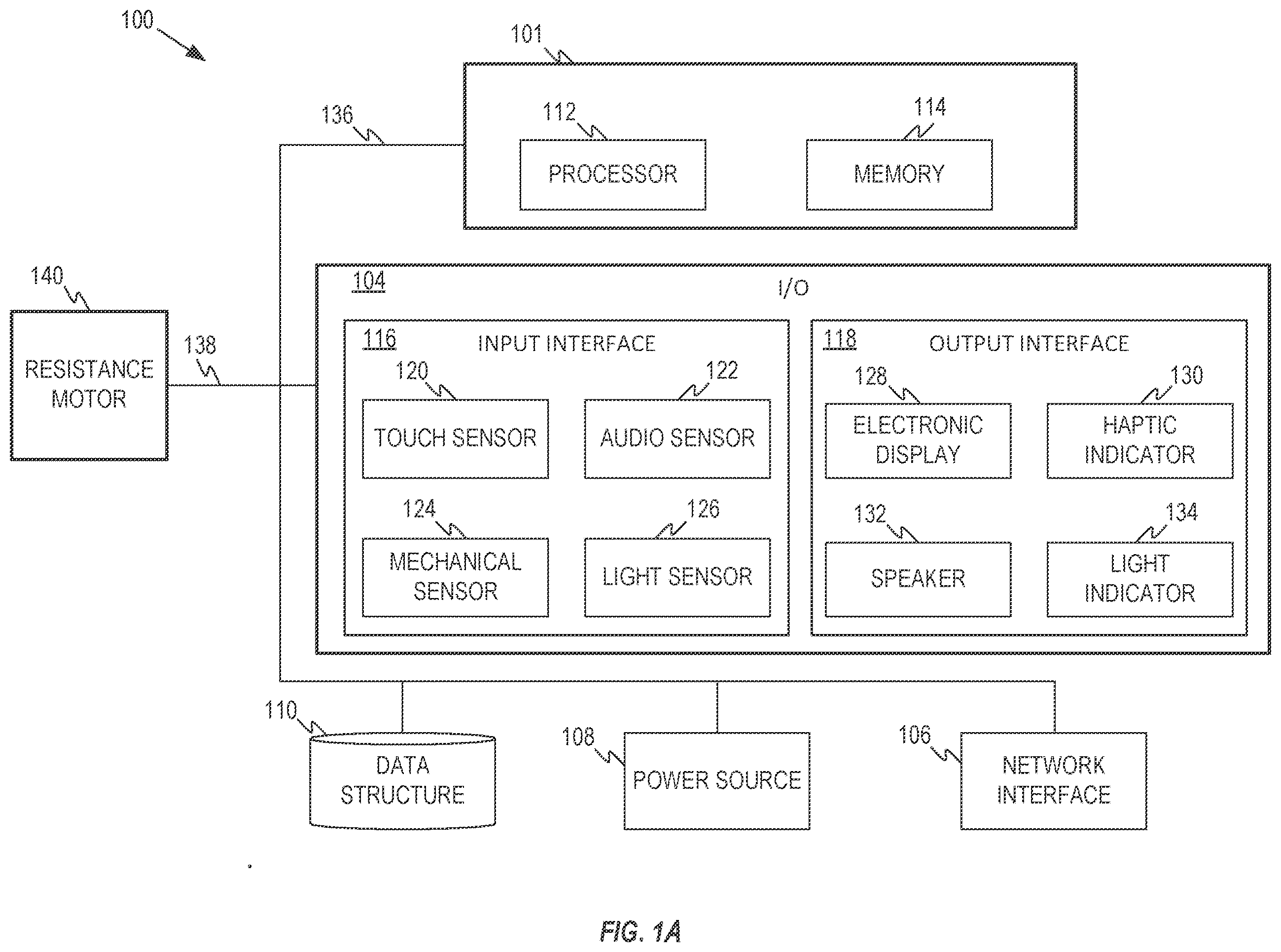Patent US12403352 Figure 1 – Systems and methods for an electronic wall mounted exercise machine
