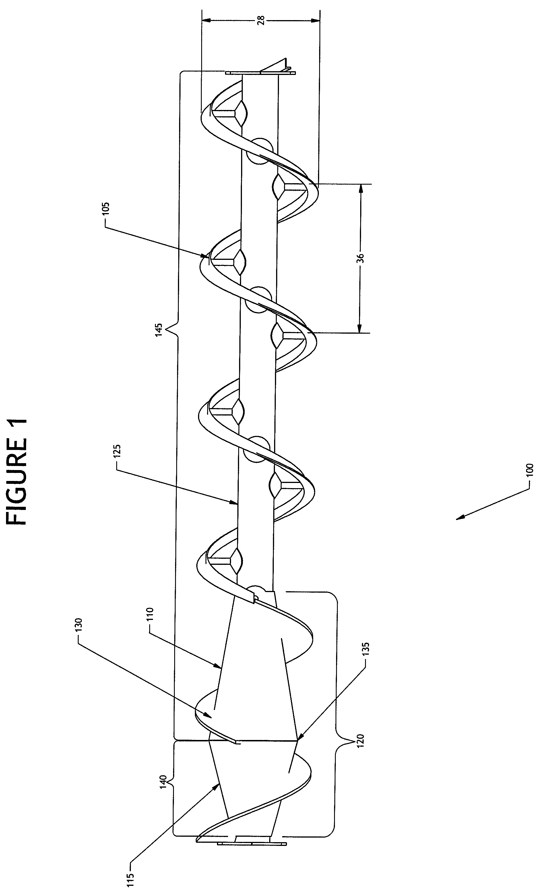 Patent US12403431 Figure 1 – Coned auger