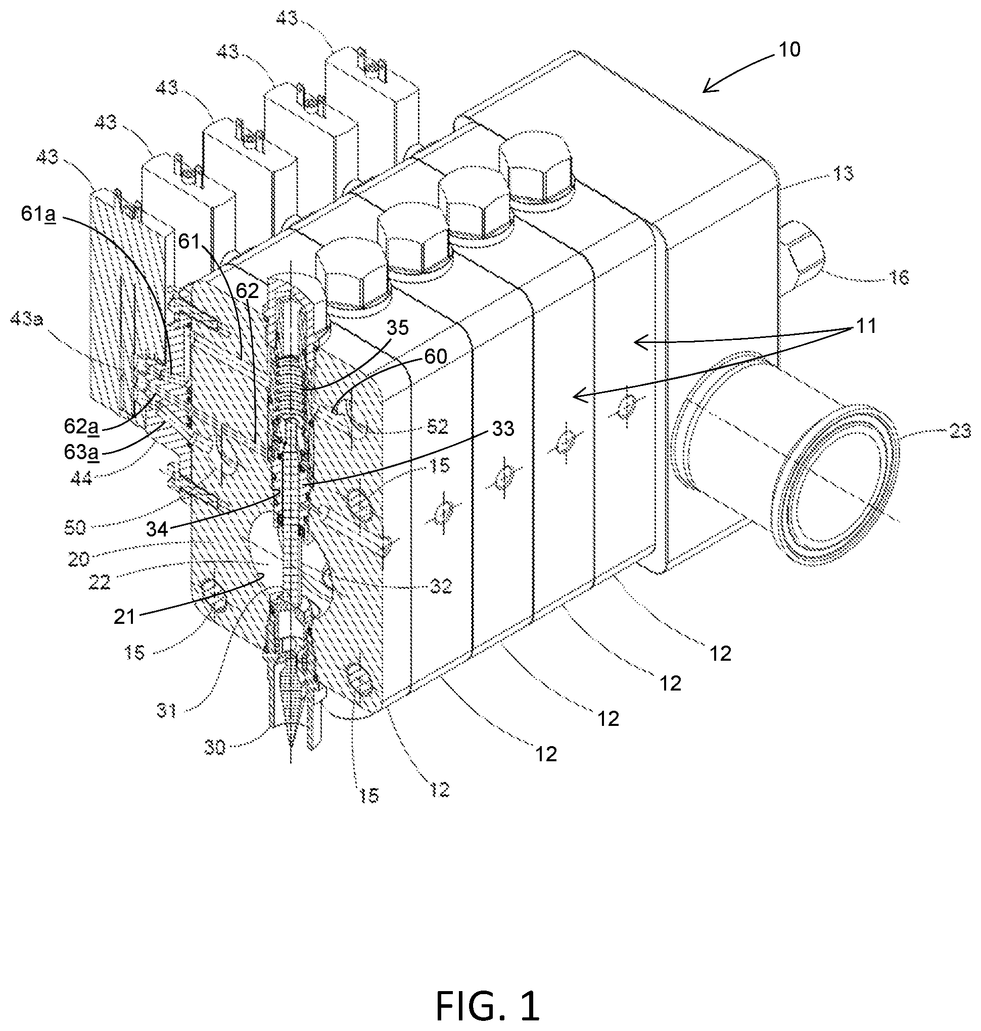 Patent US12403488 Figure 1 – Liquid dispensing system with pressurized air operated liquid control pistons