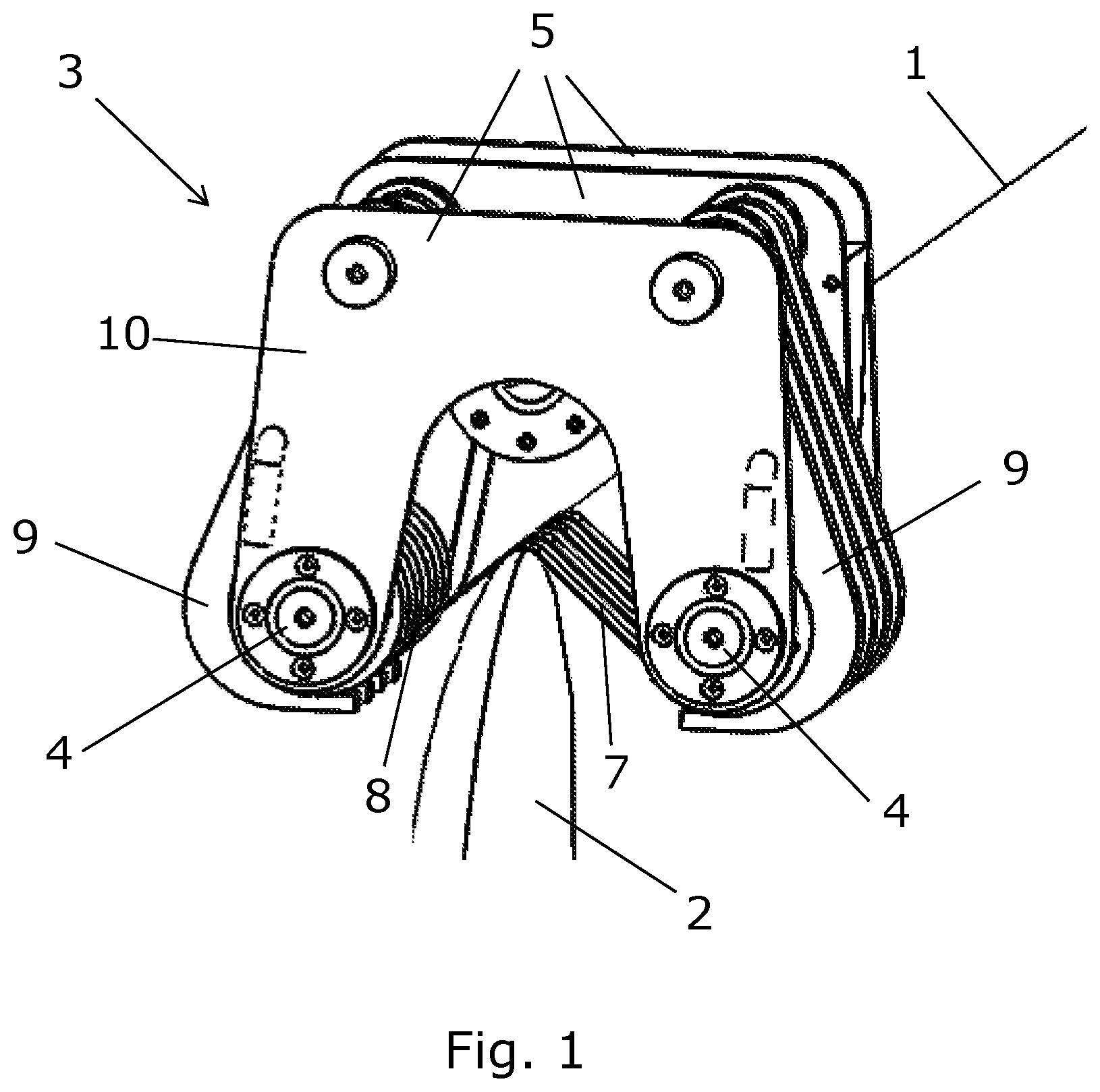 Patent US12403558 Figure 1 – Grinding tool for grinding a leading edge of a wind turbine blade